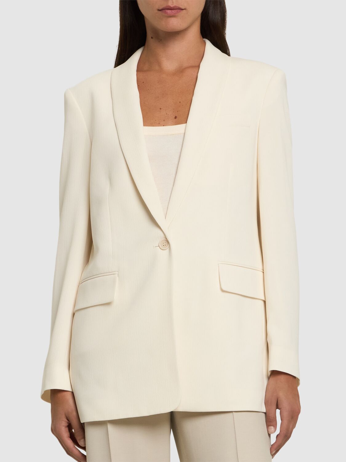 Shop Theory Crepe Blazer In Cream