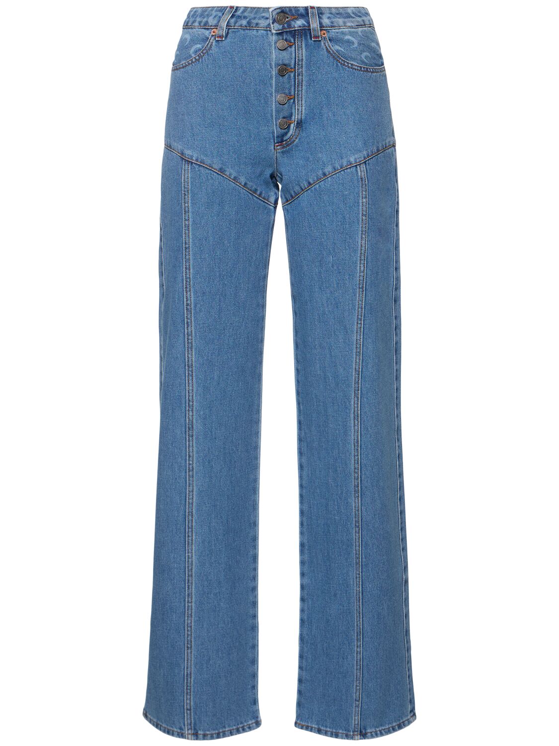Marine Serre Straight-leg Jeans In Light Blue