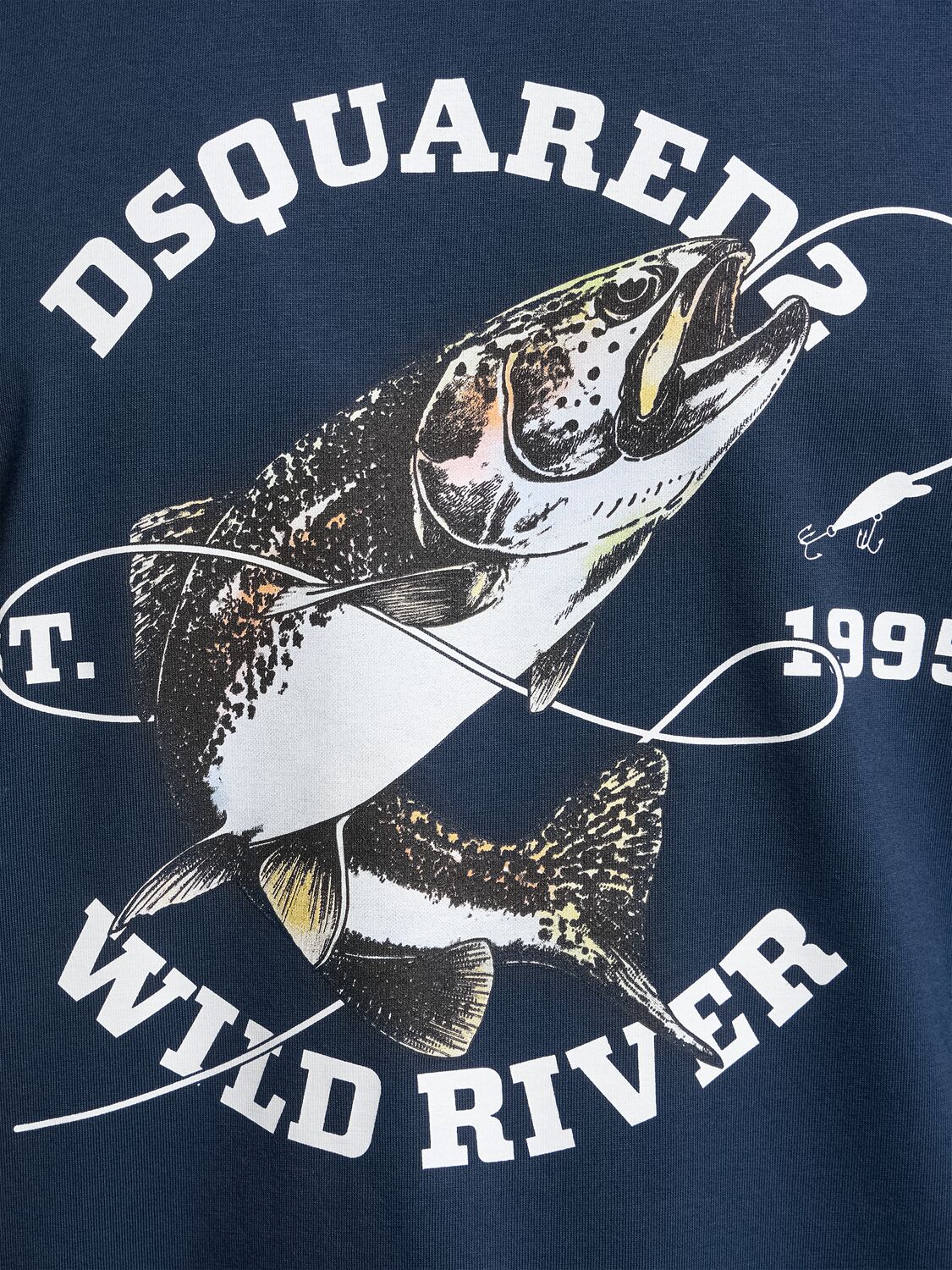 Shop Dsquared2 Regular Fish Print Logo T-shirt In Navy