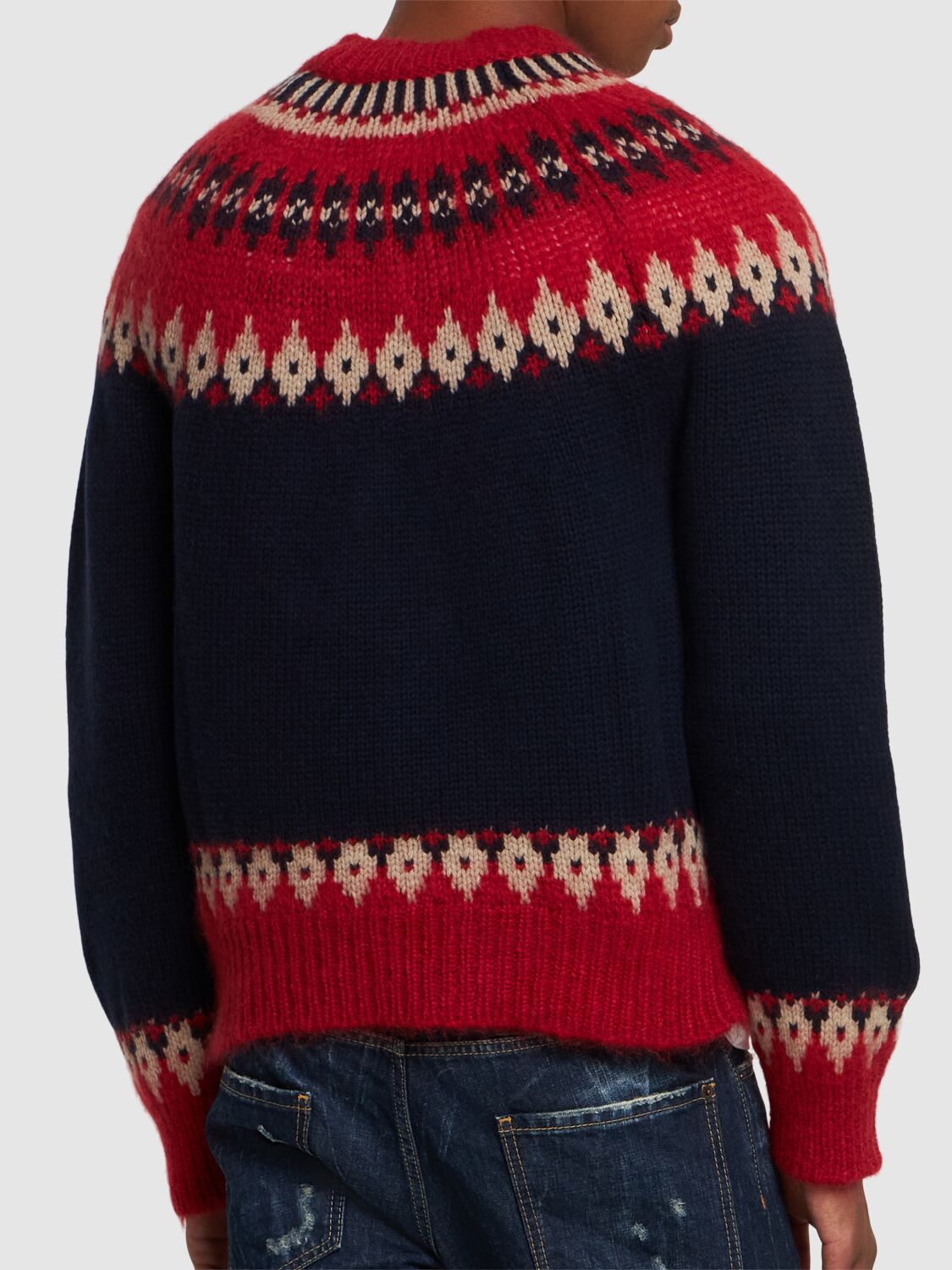 Shop Dsquared2 Wool Blend Jacquard Sweater In Red Variant