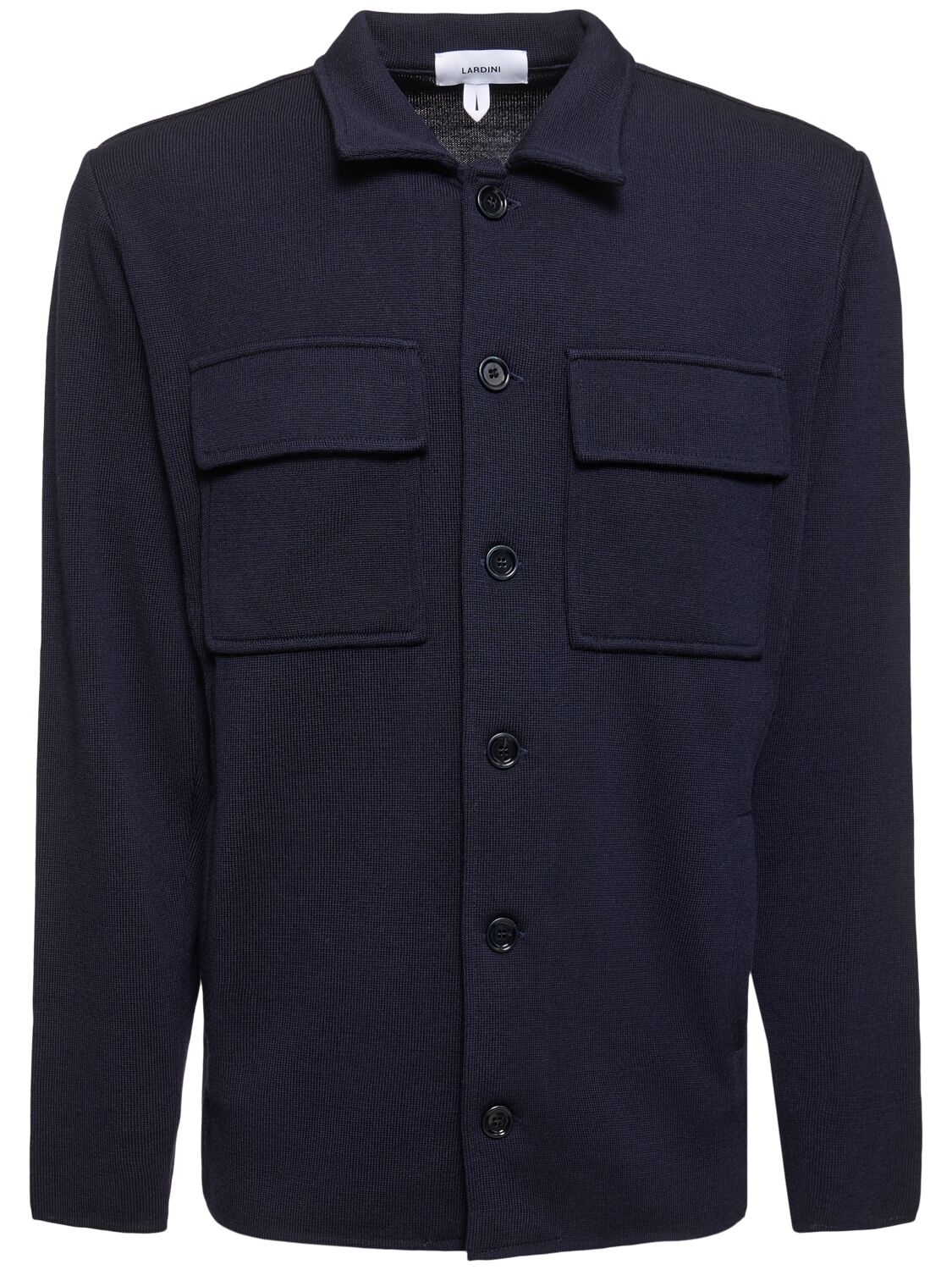 Shop Lardini Wool Shirt Jacket In Blue