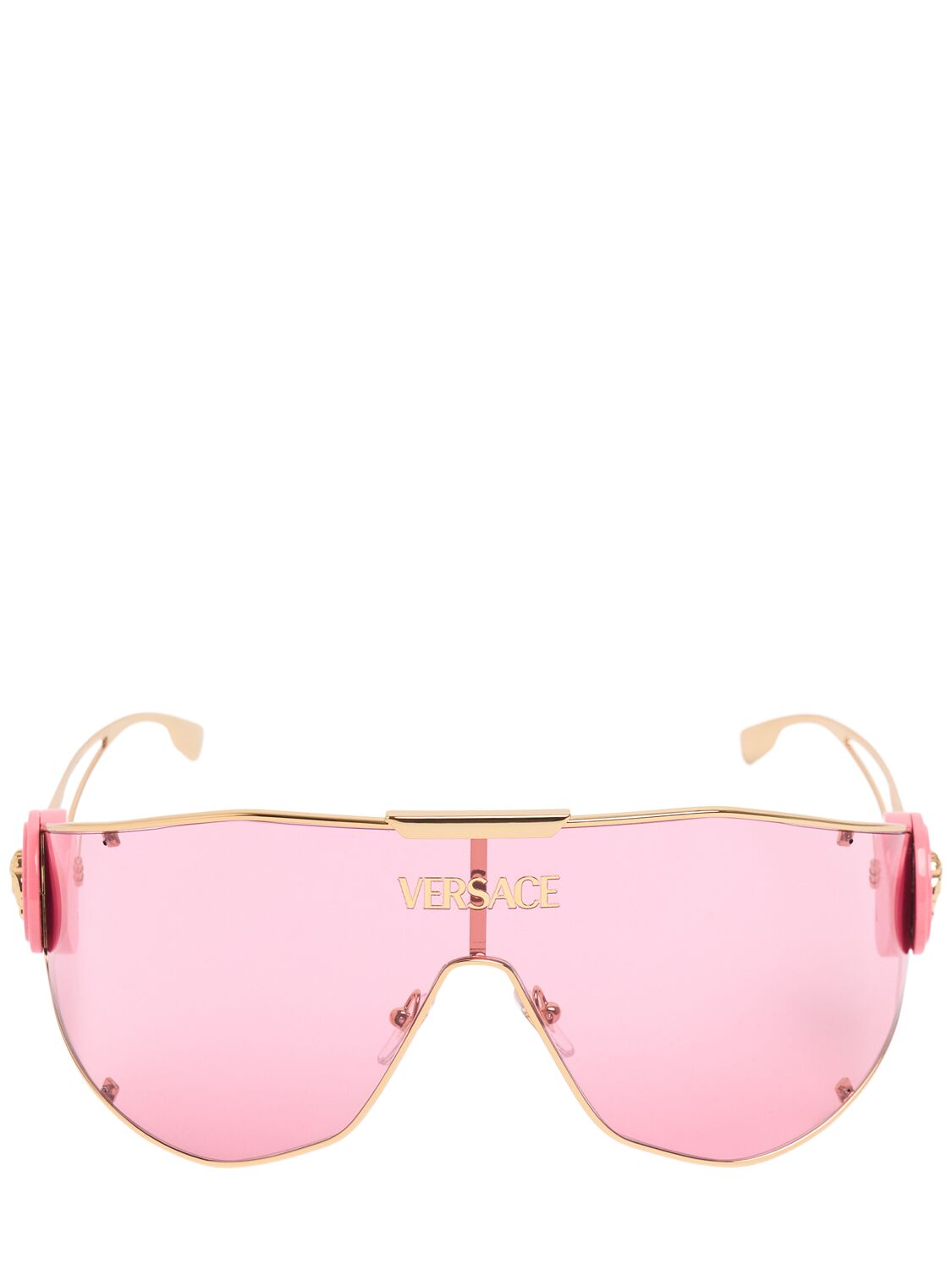 Versace Metal Mask Sunglasses In Pink/gold