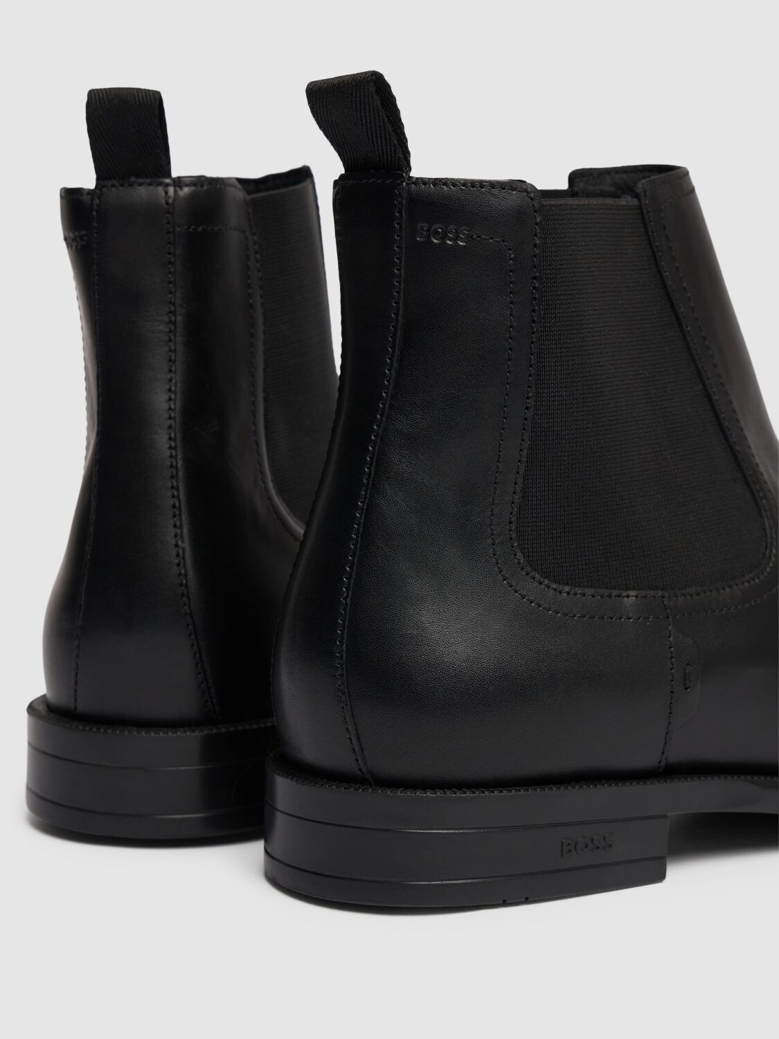 Shop Hugo Boss Tayil Leather Chelsea Boots In Black