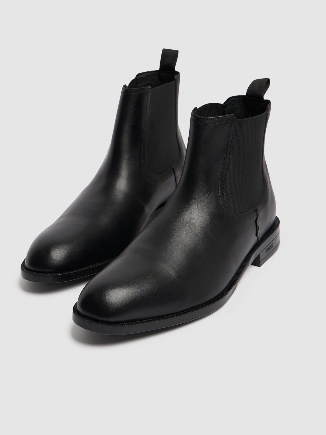 Shop Hugo Boss Tayil Leather Chelsea Boots In Black