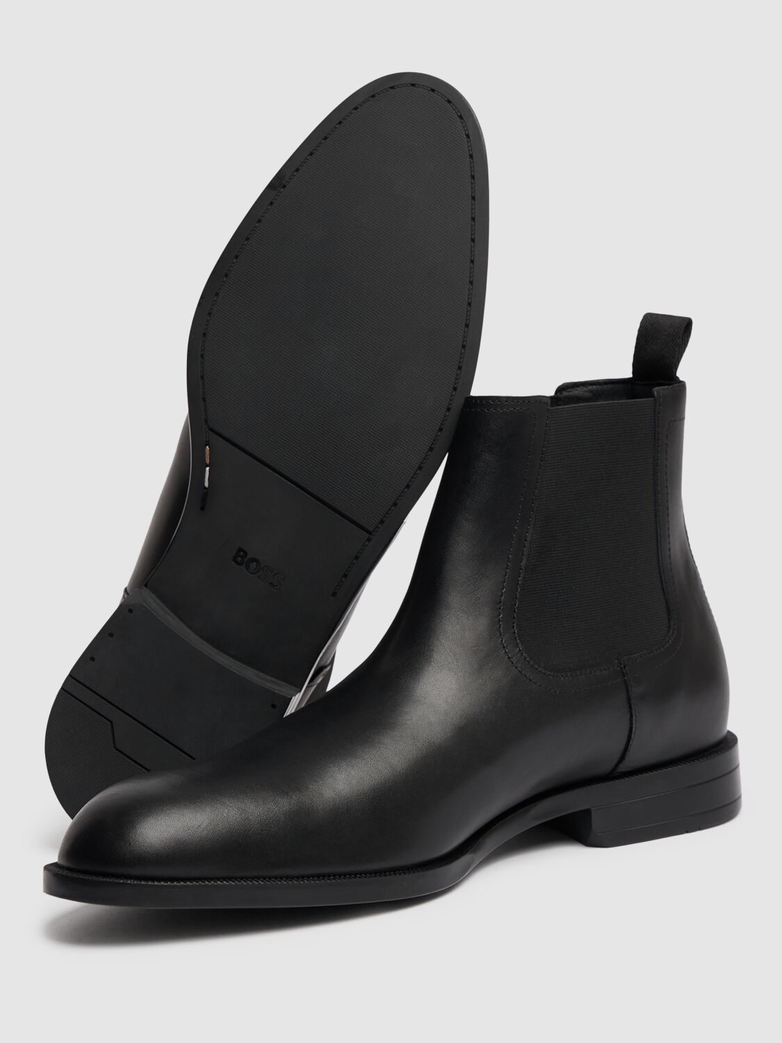 Shop Hugo Boss Tayil Leather Chelsea Boots In Black