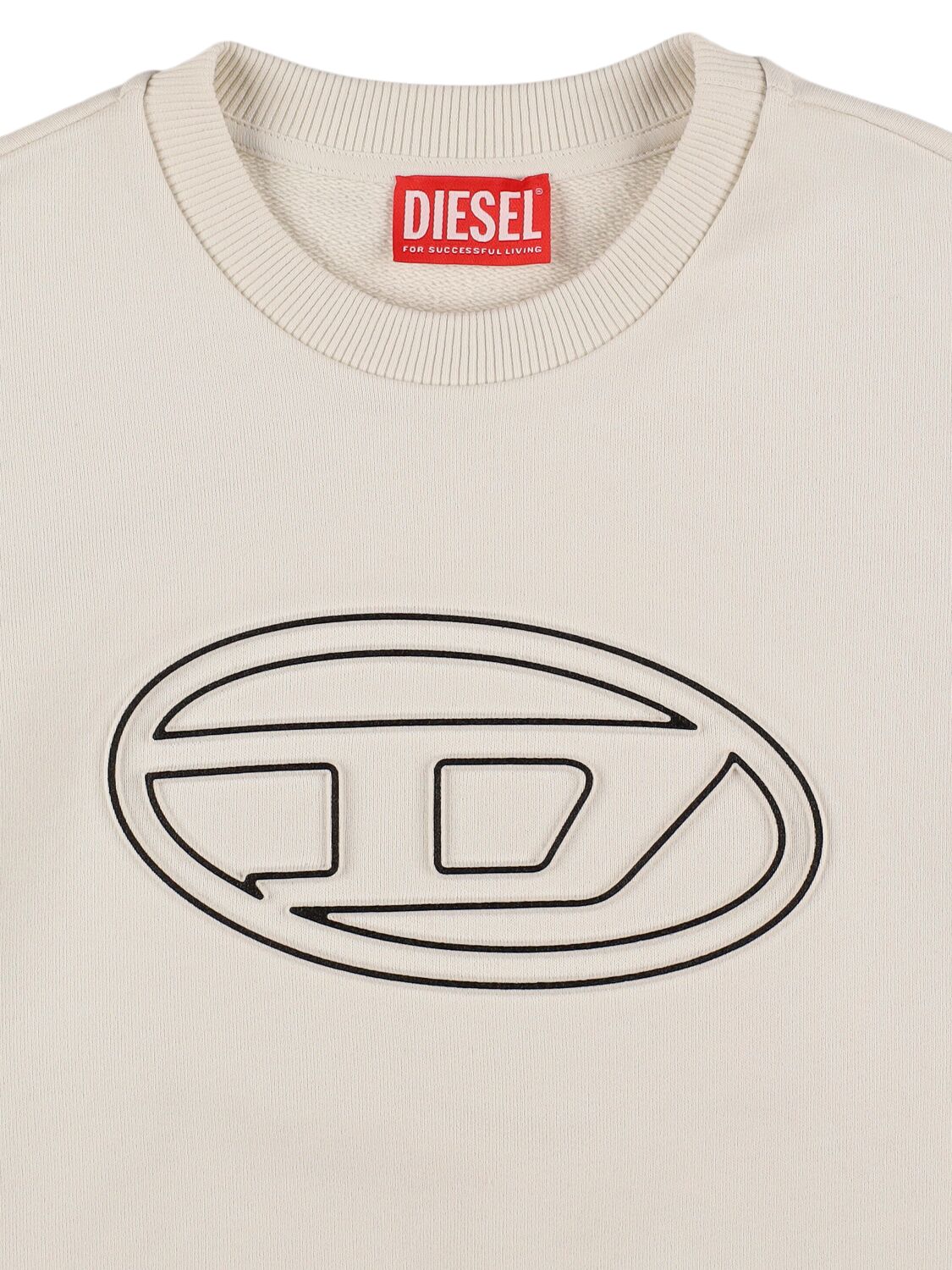 Shop Diesel Cotton Crewneck Sweatshirt W/logo In Off-white