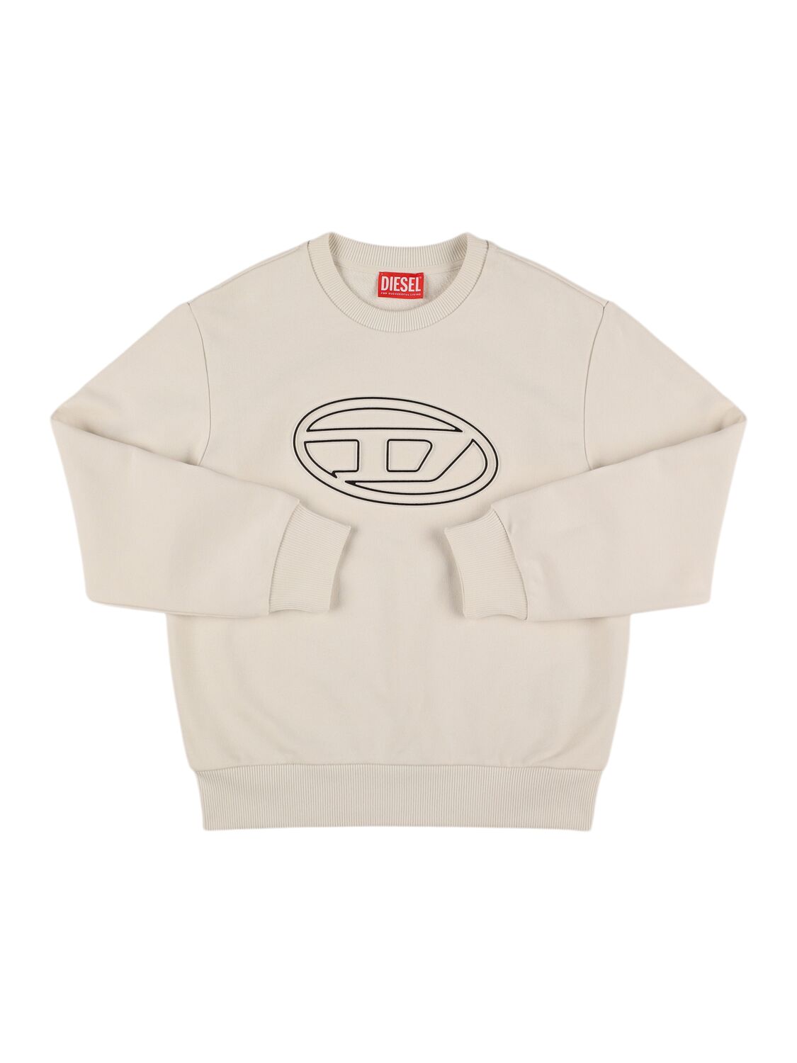 Diesel Cotton Crewneck Sweatshirt W/logo In Off-white