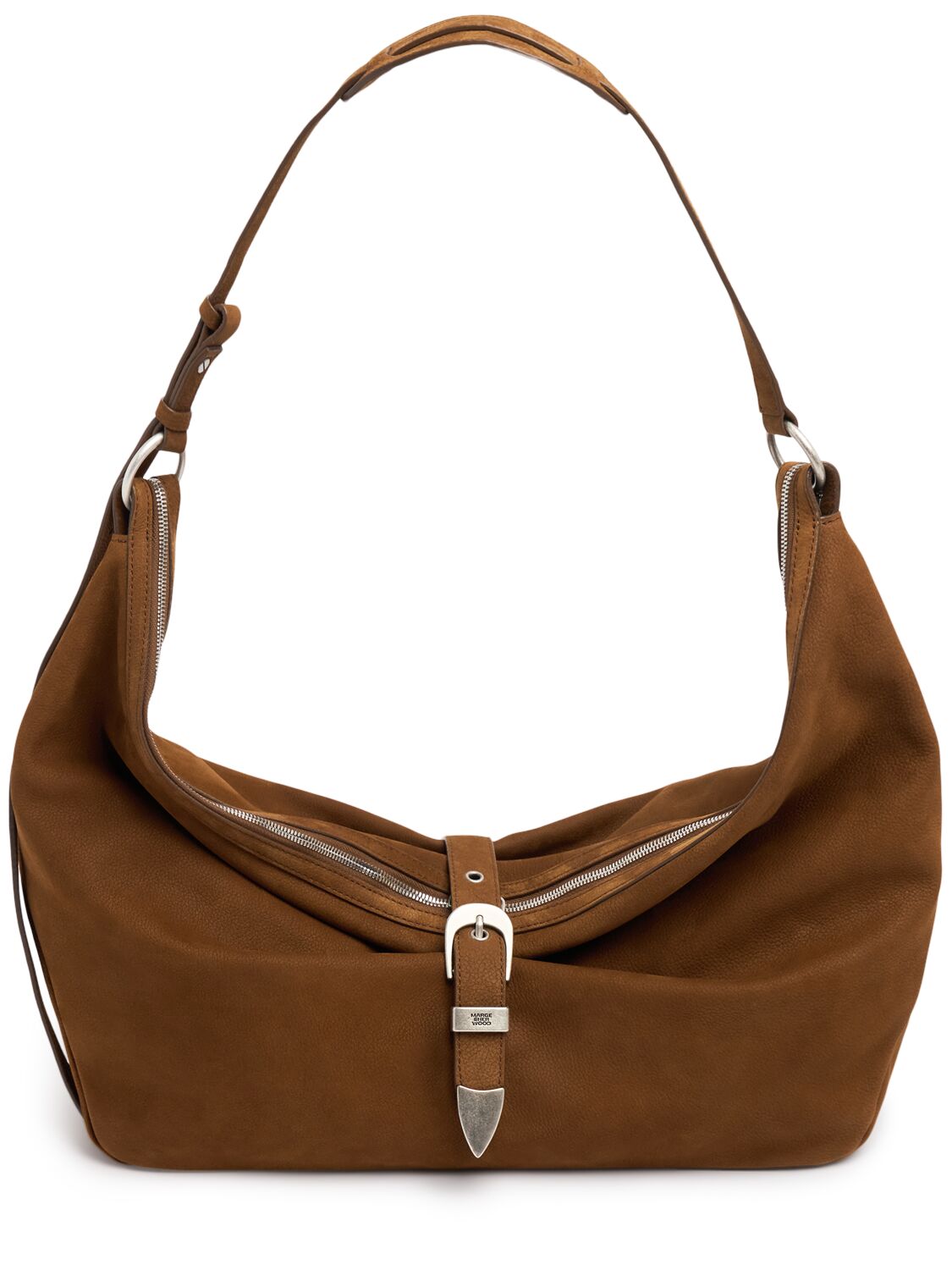 MARGESHERWOOD Belted Hobo Suede Shoulder Bag