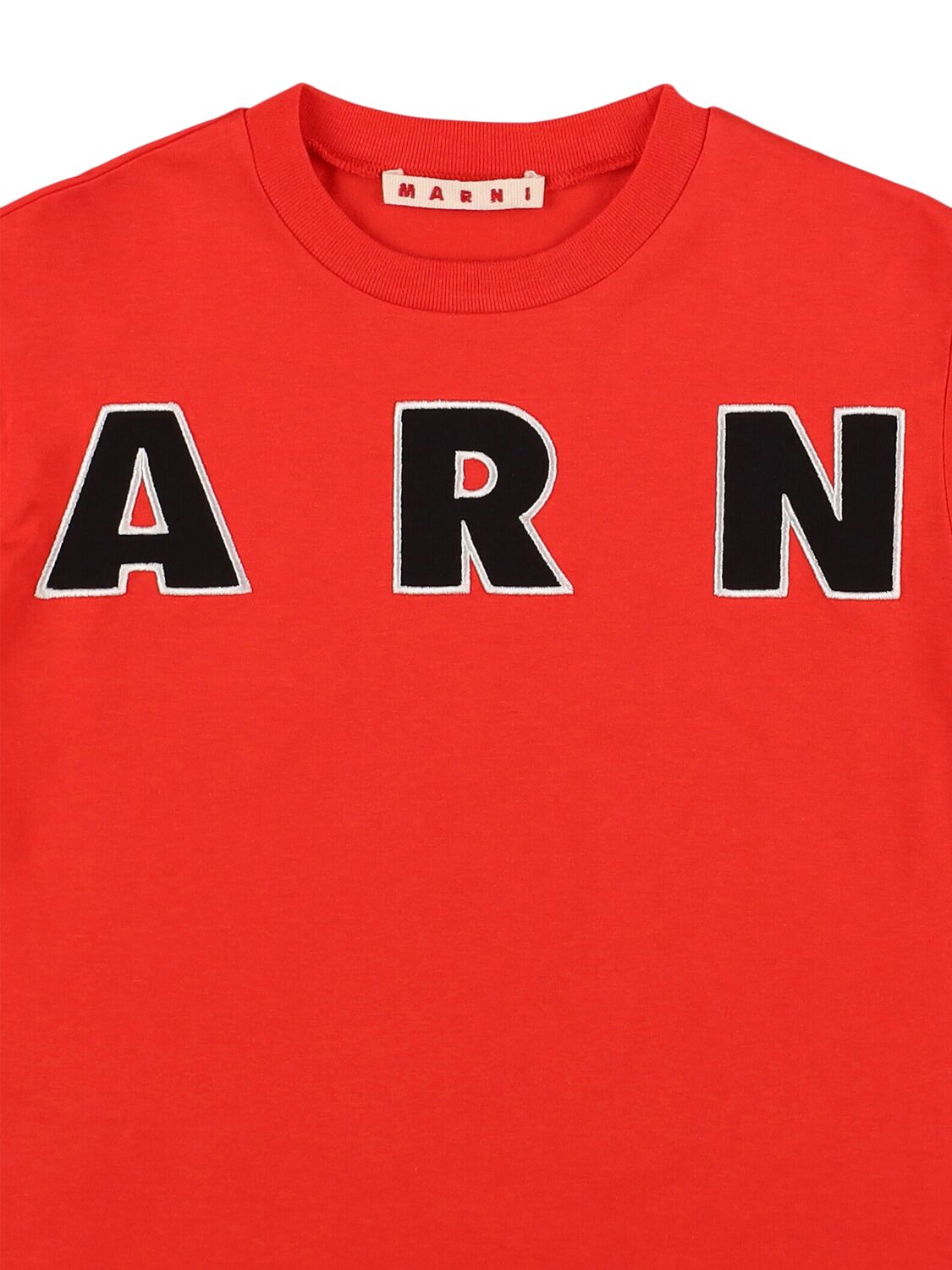 Shop Marni Junior Cotton Long Sleeve T-shirt W/logo In Red