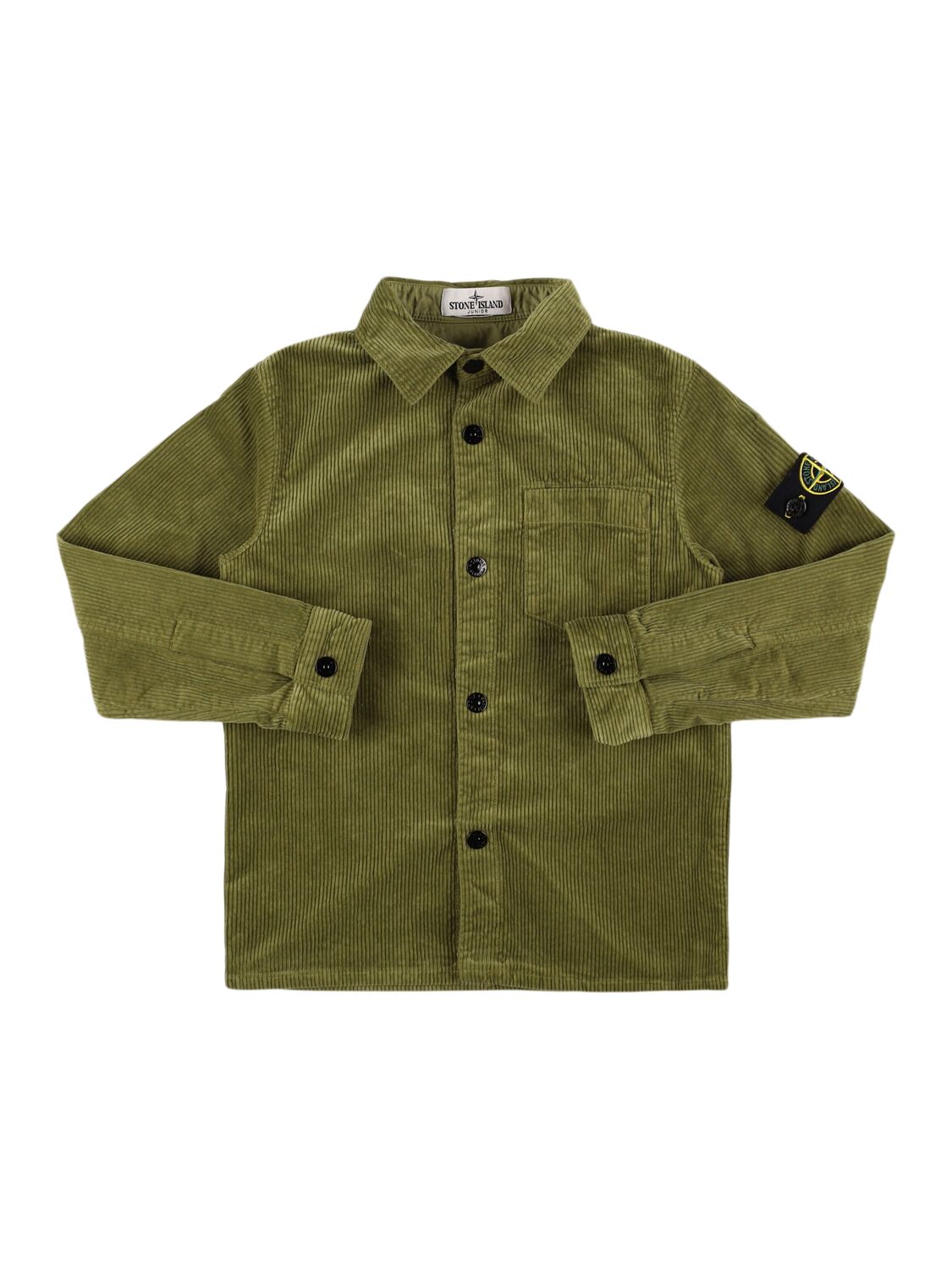 Stone Island Junior Cotton Blend Corduroy Jacket In Metallic