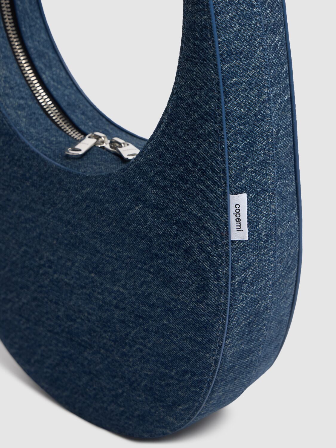 Shop Coperni Swipe Denim Shoulder Bag In Vintage Blue