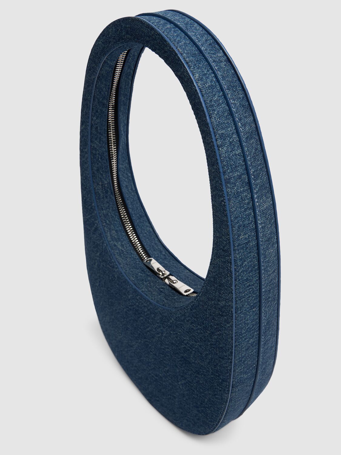 Shop Coperni Swipe Denim Shoulder Bag In Vintage Blue