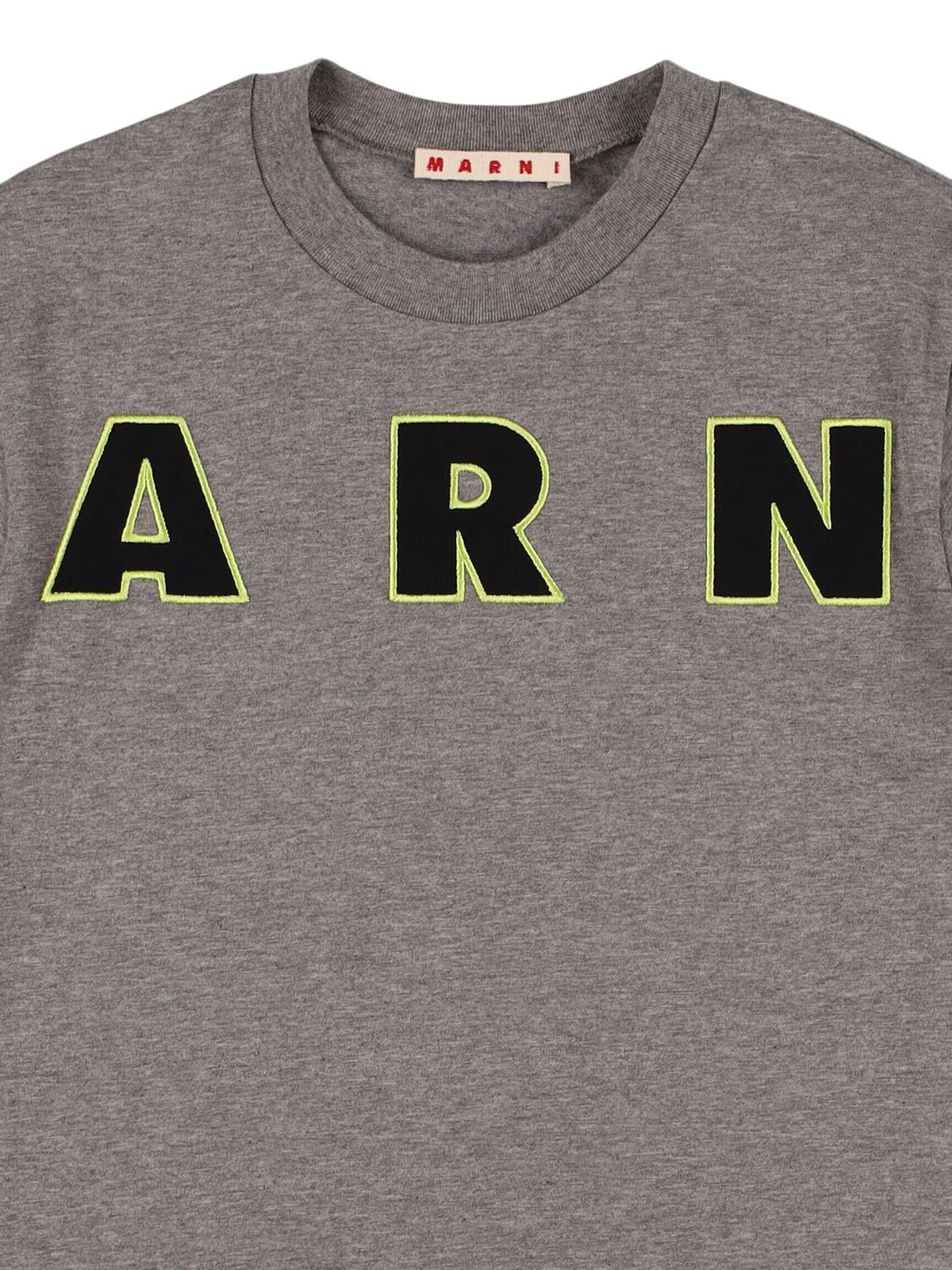 Shop Marni Junior Embroidered Cotton Jersey T-shirt In Grey