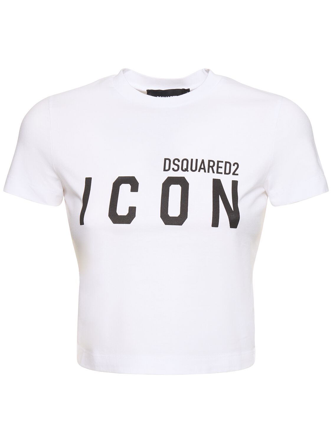 Shop Dsquared2 Be Icon Mini Fit Crop T-shirt In White