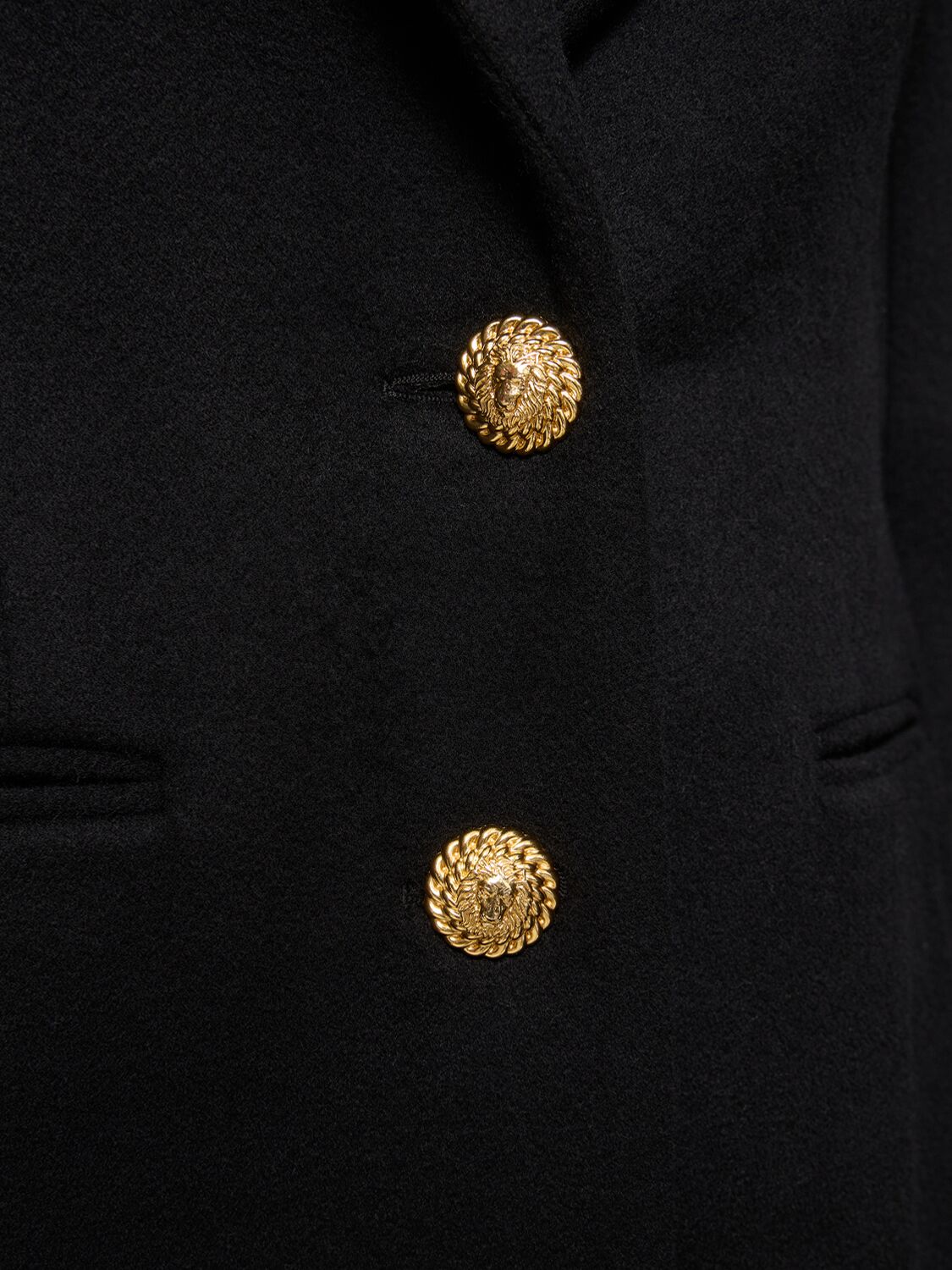 Shop Balmain Wool & Cashmere Long Coat In Black