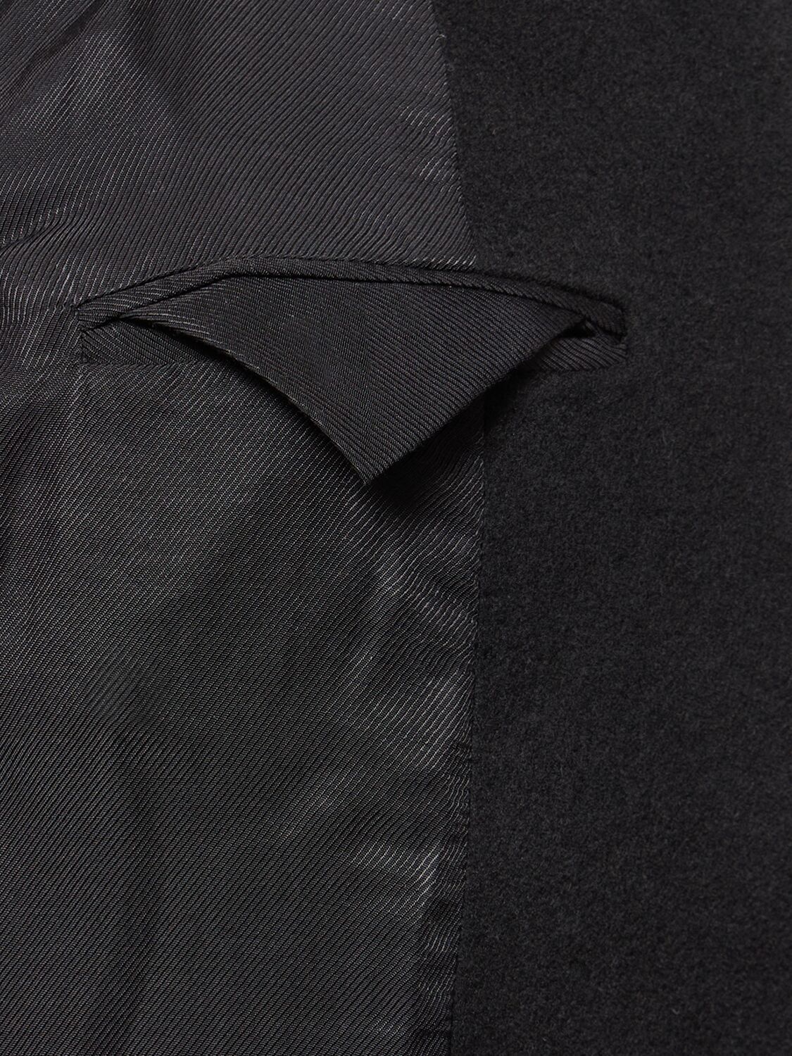 Shop Balmain Wool & Cashmere Long Coat In Black