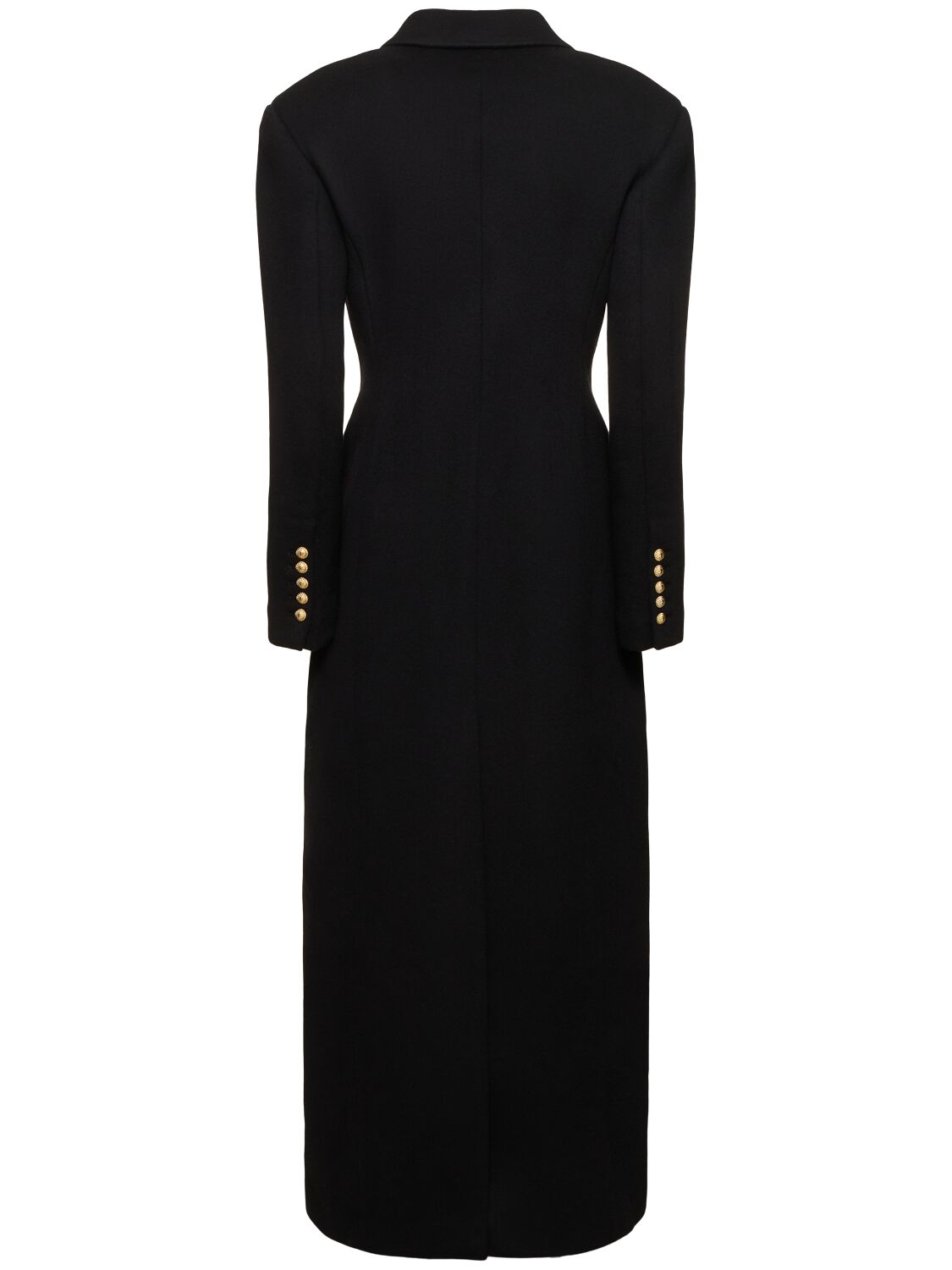 Shop Balmain Wool & Cashmere Long Coat In Black