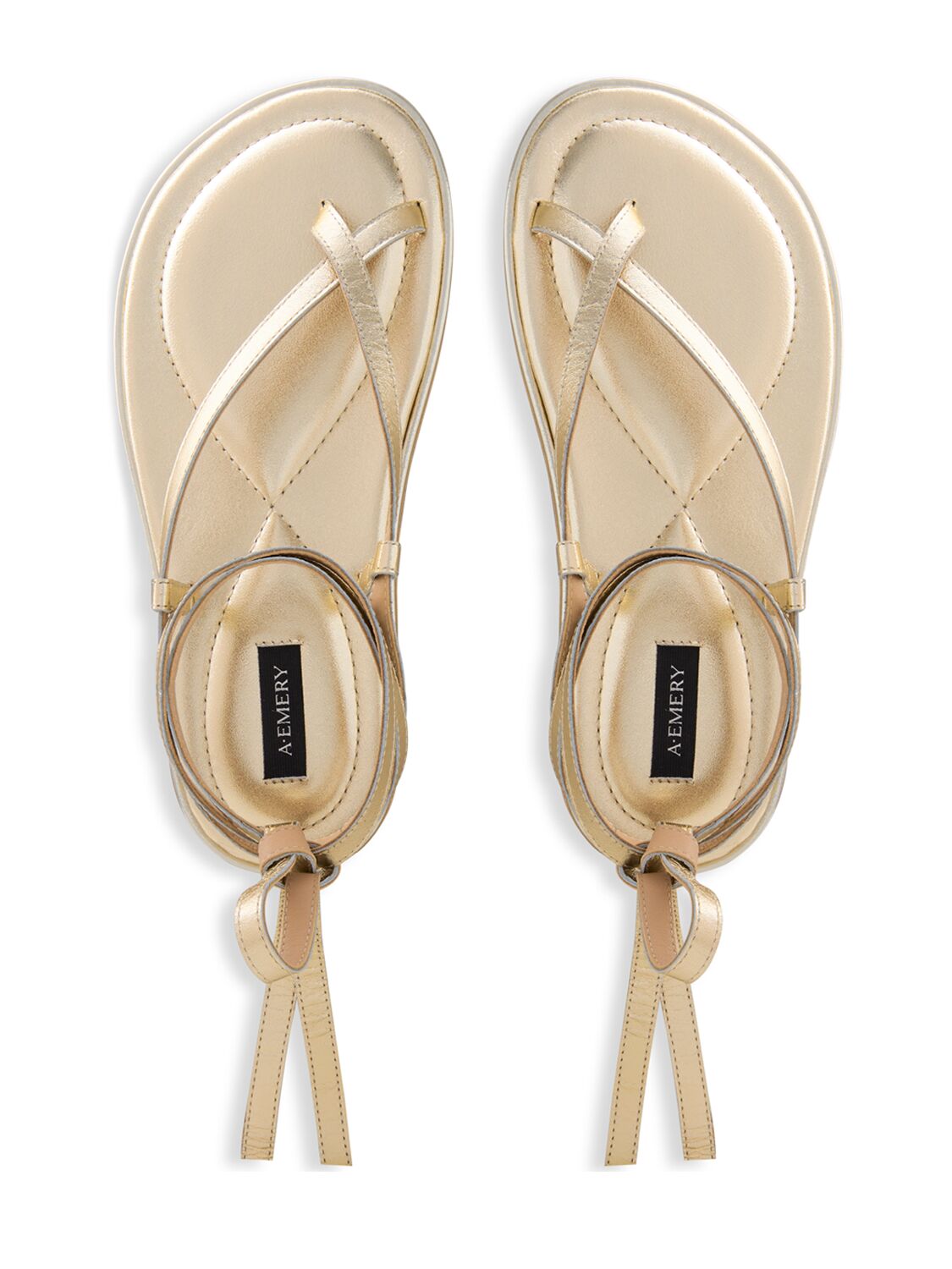 Shop A.emery 10mm Elliot Metallic Leather Sandals In Gold