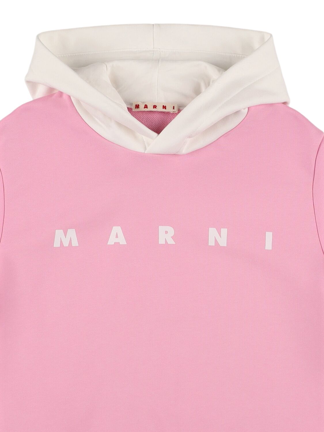 Shop Marni Junior Cotton Hooded Sweatshirt W/logo In Pink