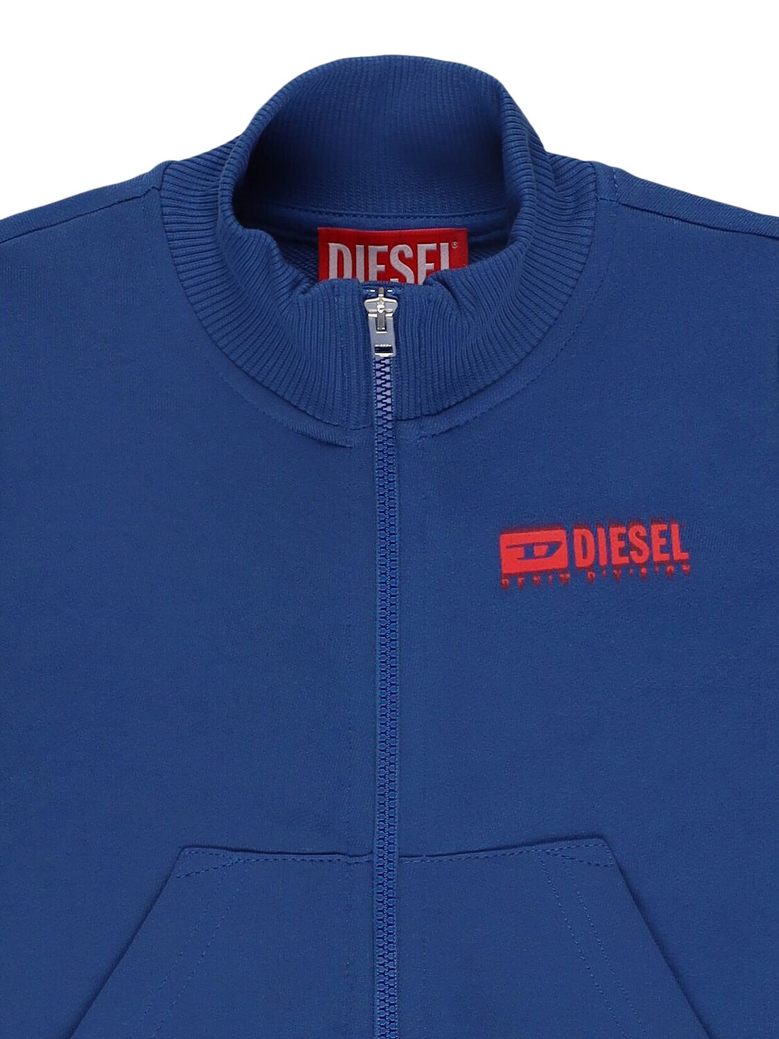 Shop Diesel Cotton Zip-up Sweatshirt W/logo In Blue