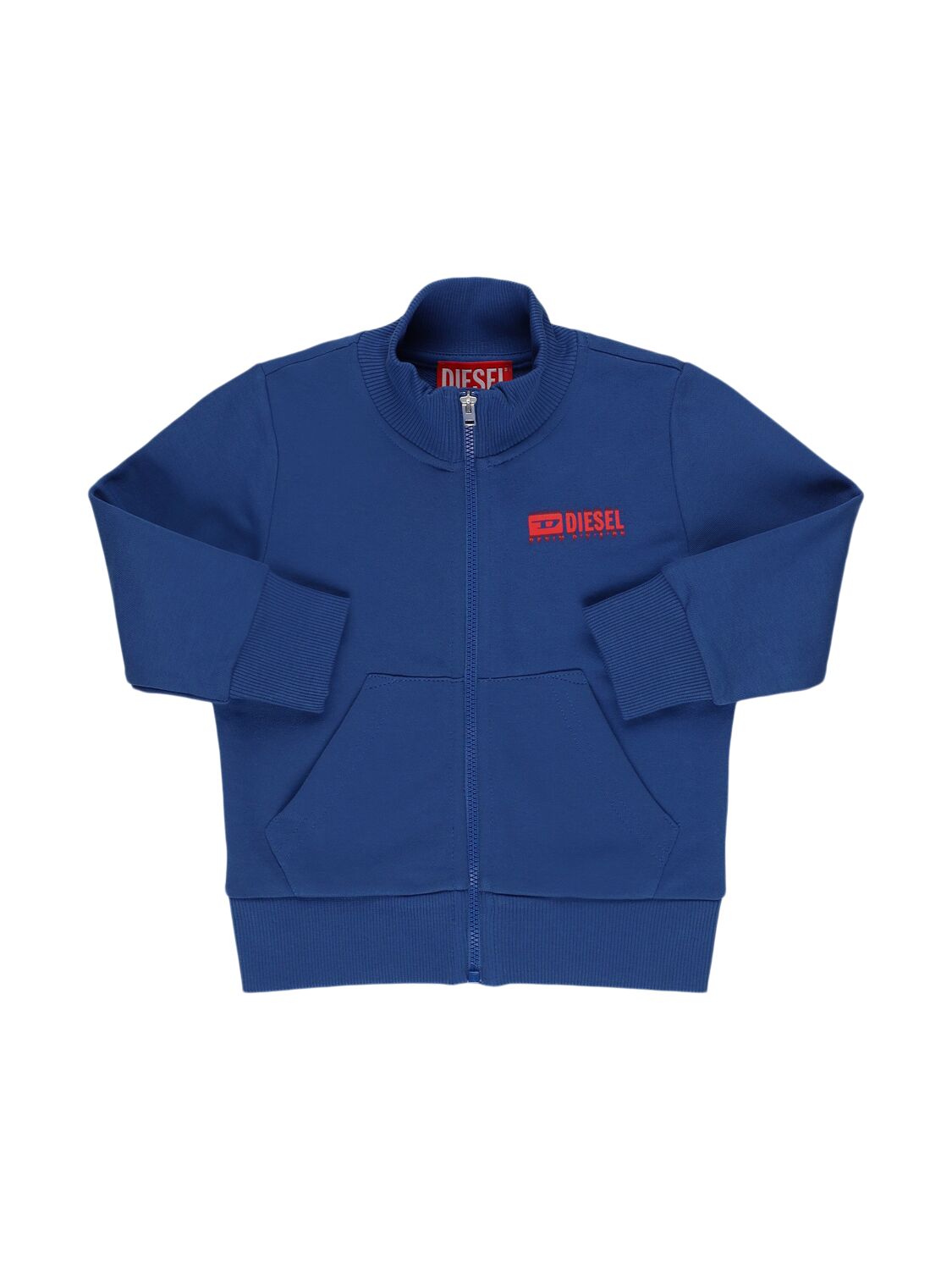 Diesel Cotton Zip-up Sweatshirt W/logo In Blue