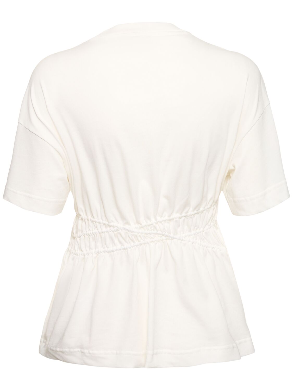 Shop Alexander Mcqueen Gathered Cotton Jersey T-shirt In White