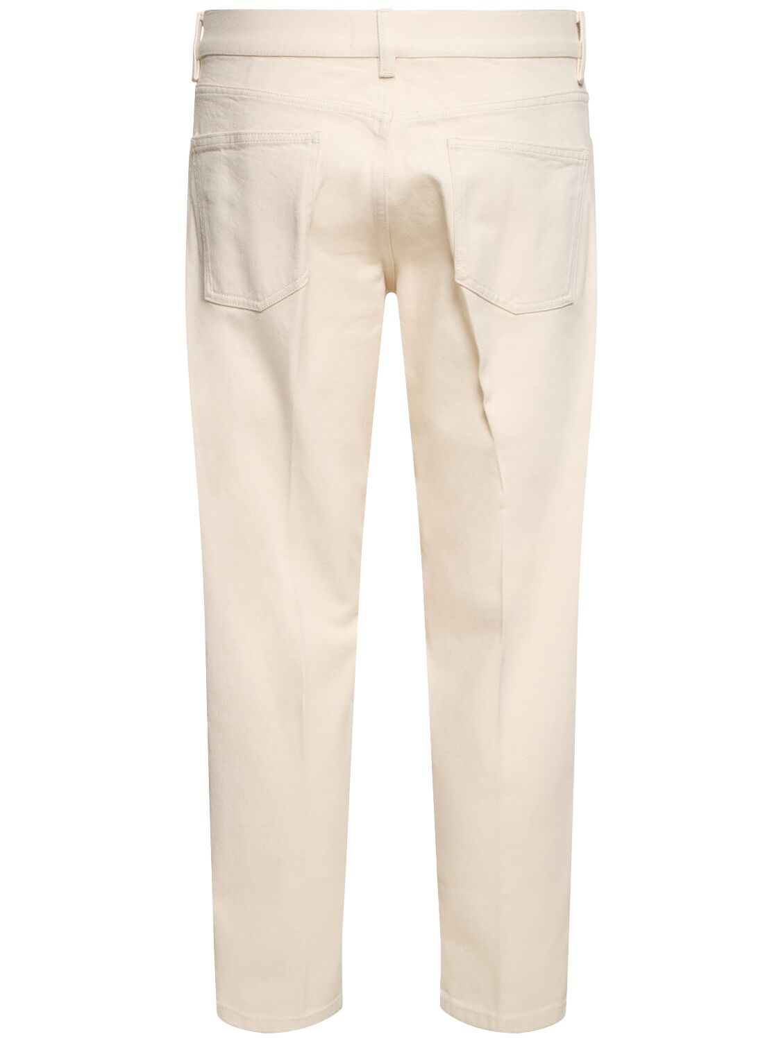 Shop Lardini Cotton Denim Jeans In Beige/white