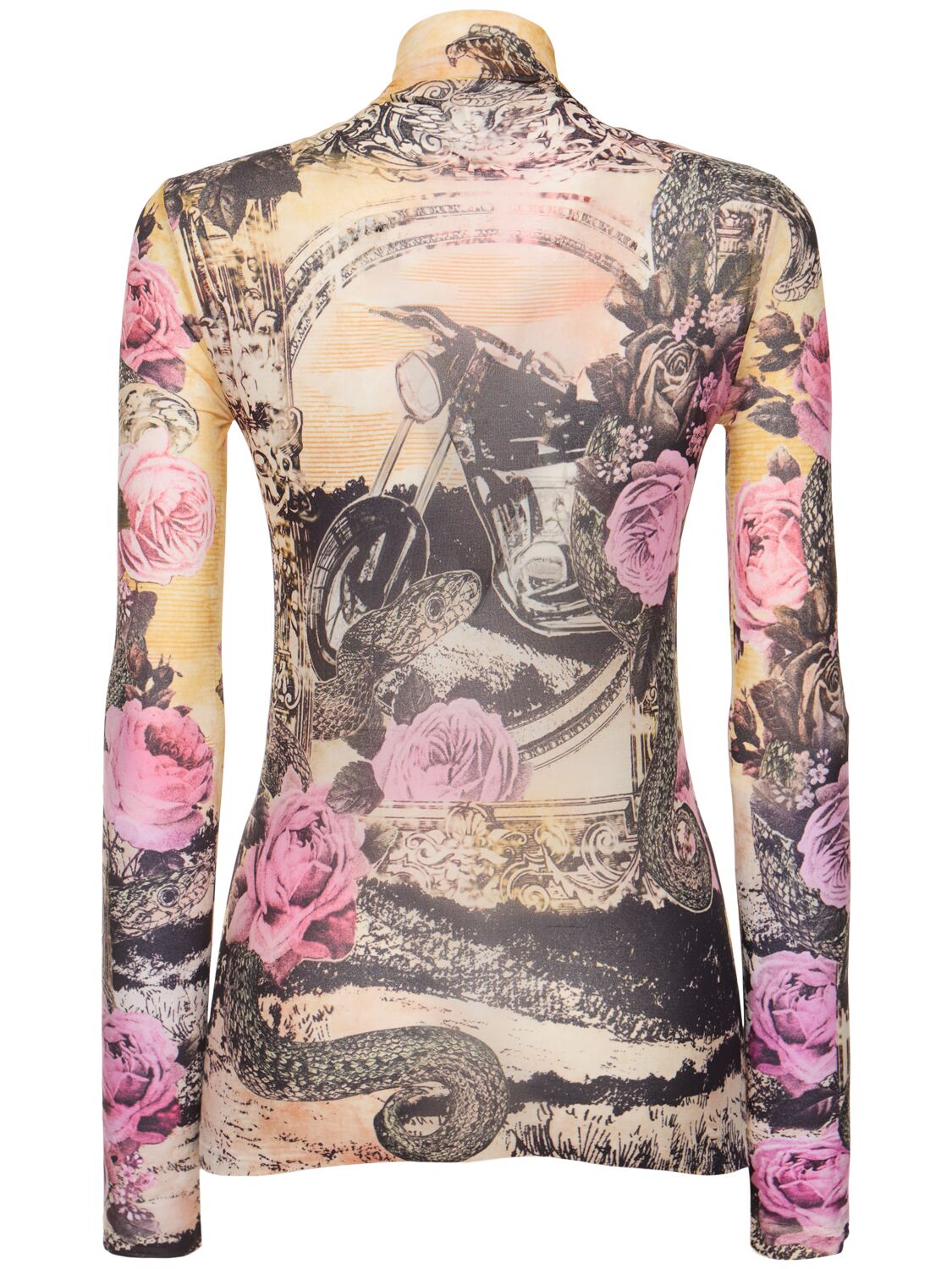 Shop Acne Studios Printed Nylon Turtleneck Top In Pink/multi