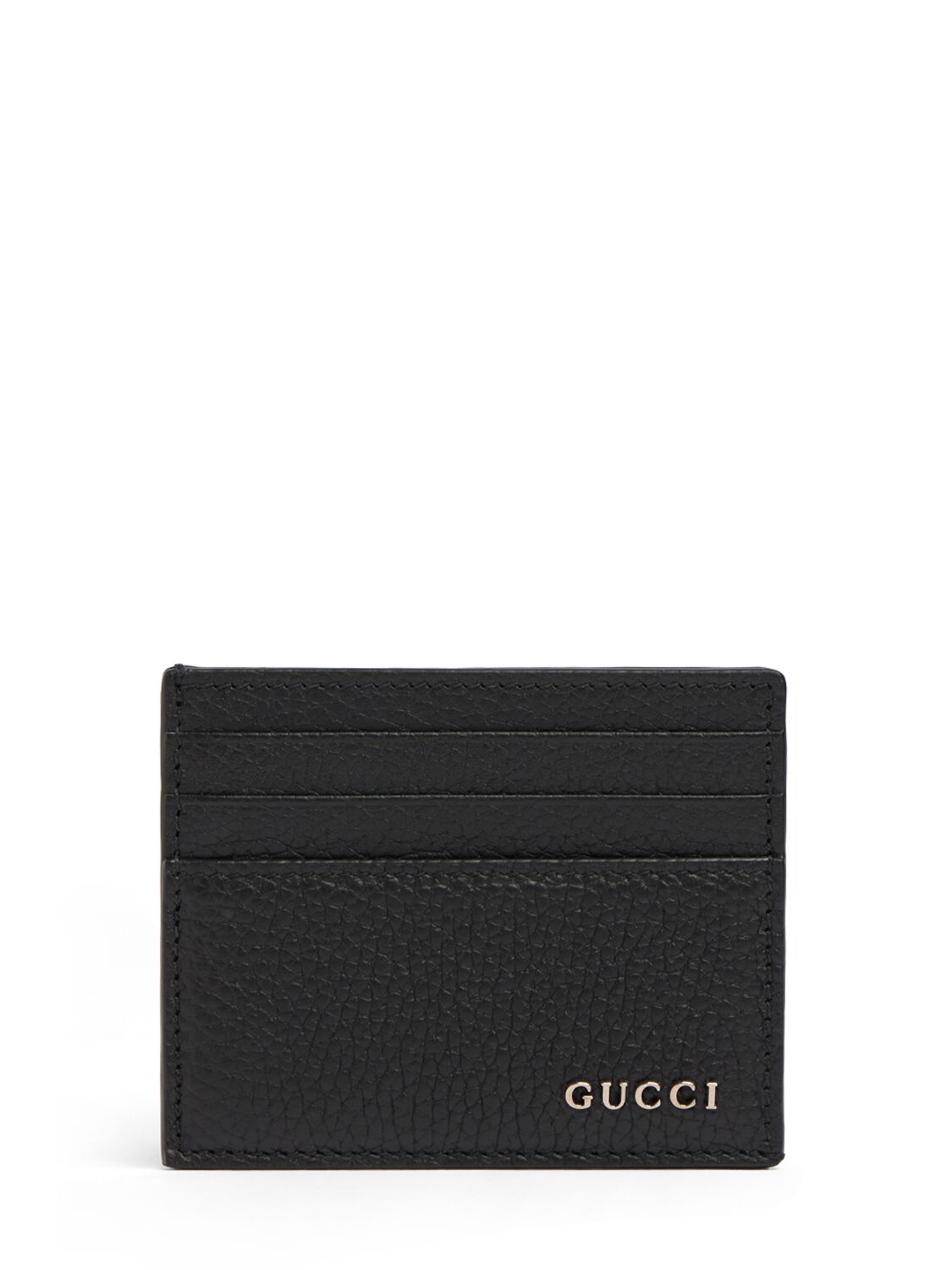 Gucci Script Leather Card Case In Black