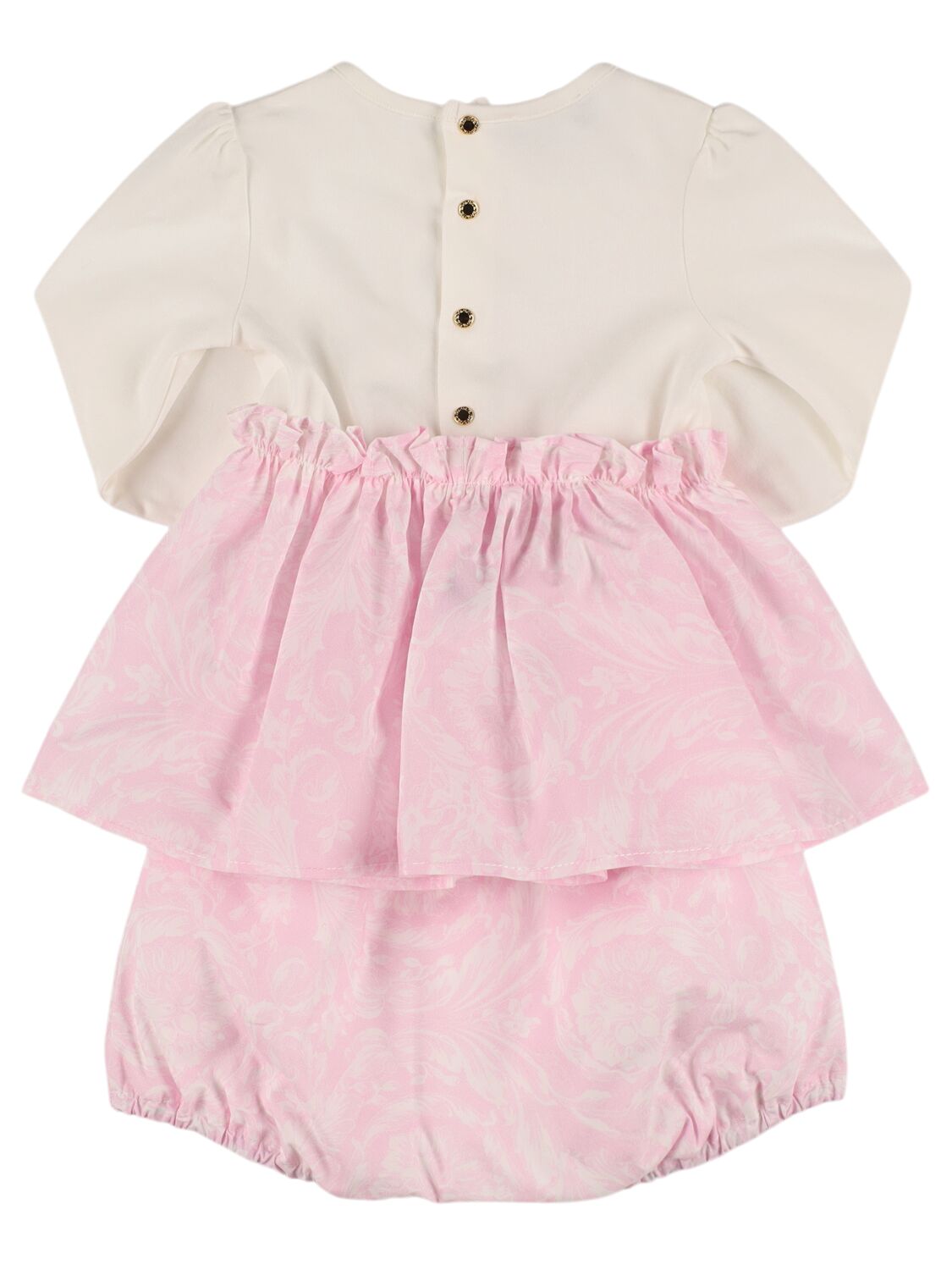 Shop Versace Cotton Jersey Dress & Diaper Cover In White/pink