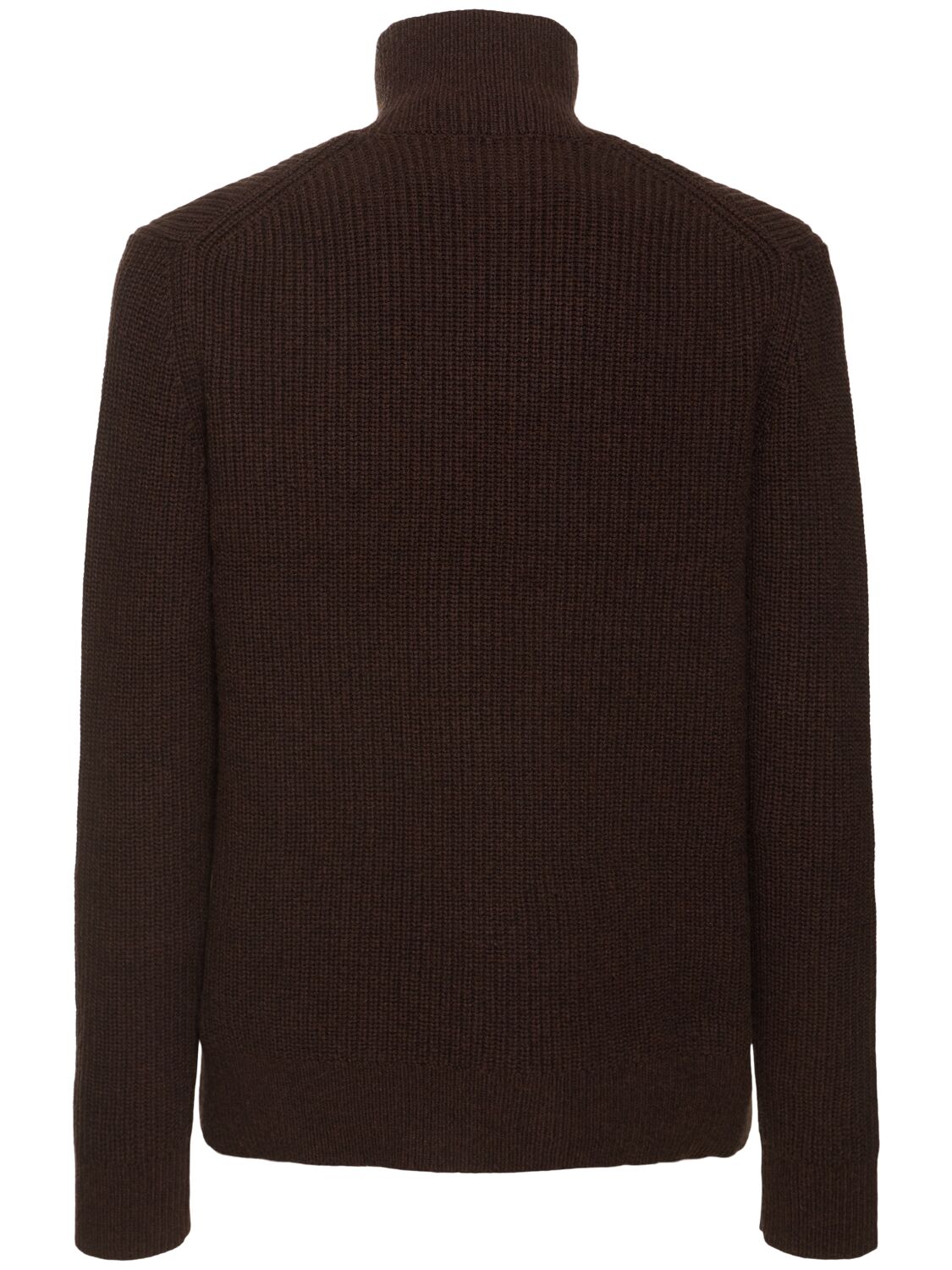 Shop Jw Anderson Jwa Cotton Blend Half Zip Sweater In Dark Brown