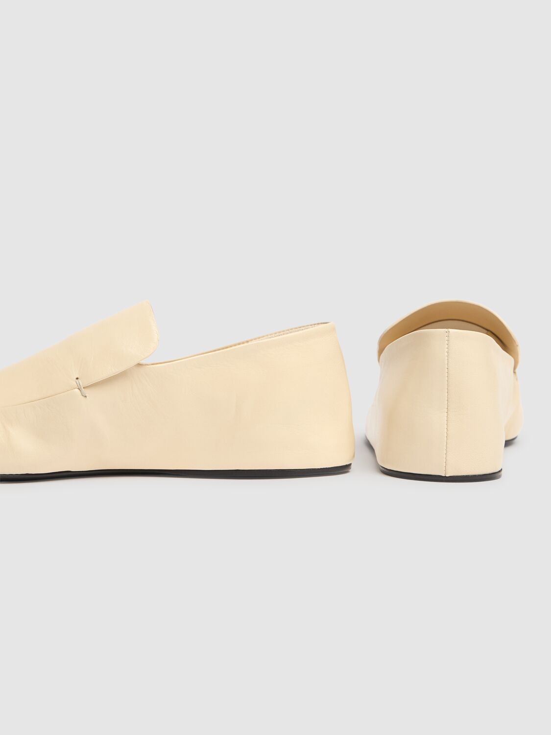 Shop Jil Sander 10mm Leather Loafers In Off White