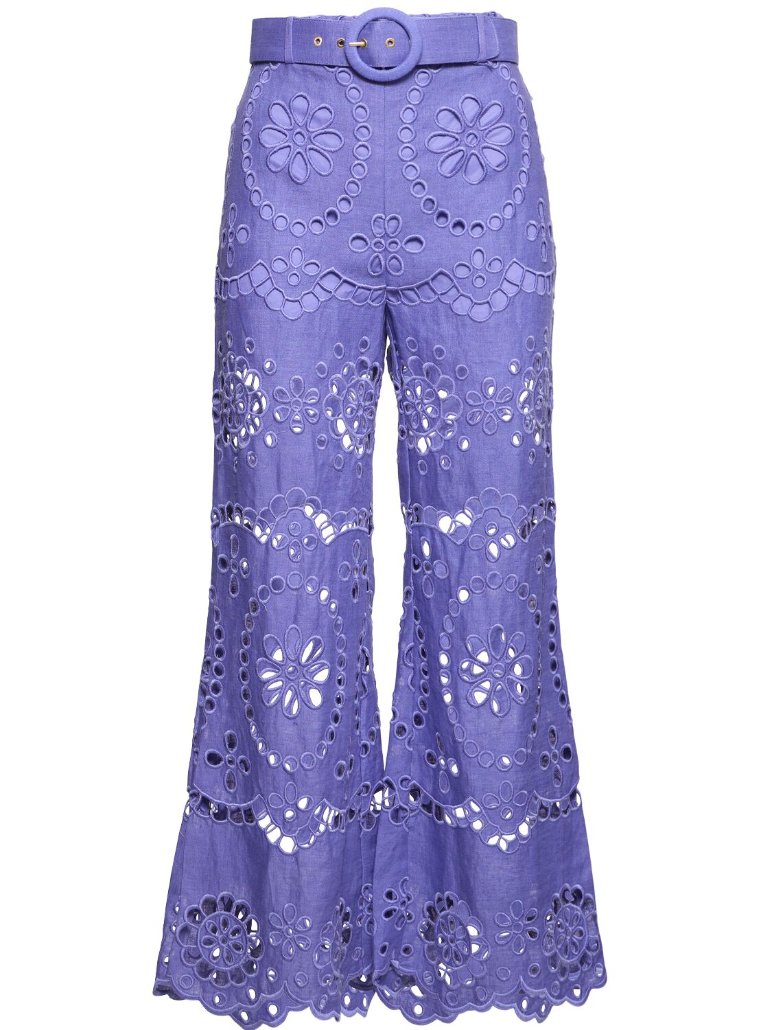 Pop Linen Embroidered Flared Pants