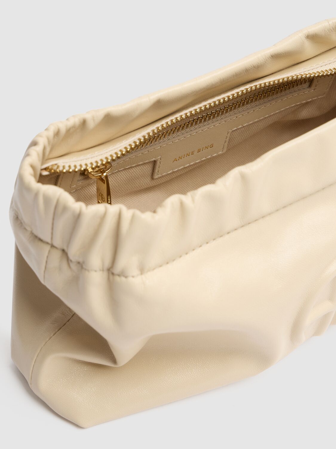 Shop Anine Bing Small Kate Leather Shoulder Bag In Ivory