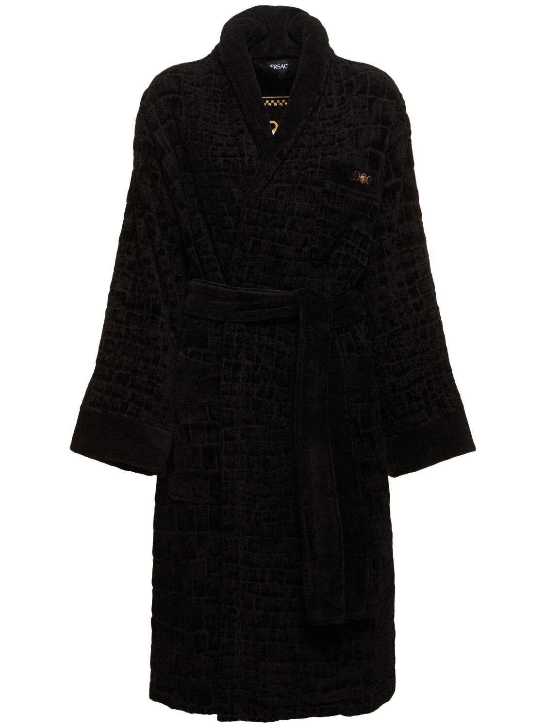 Versace Barocco Bathrobe In Black