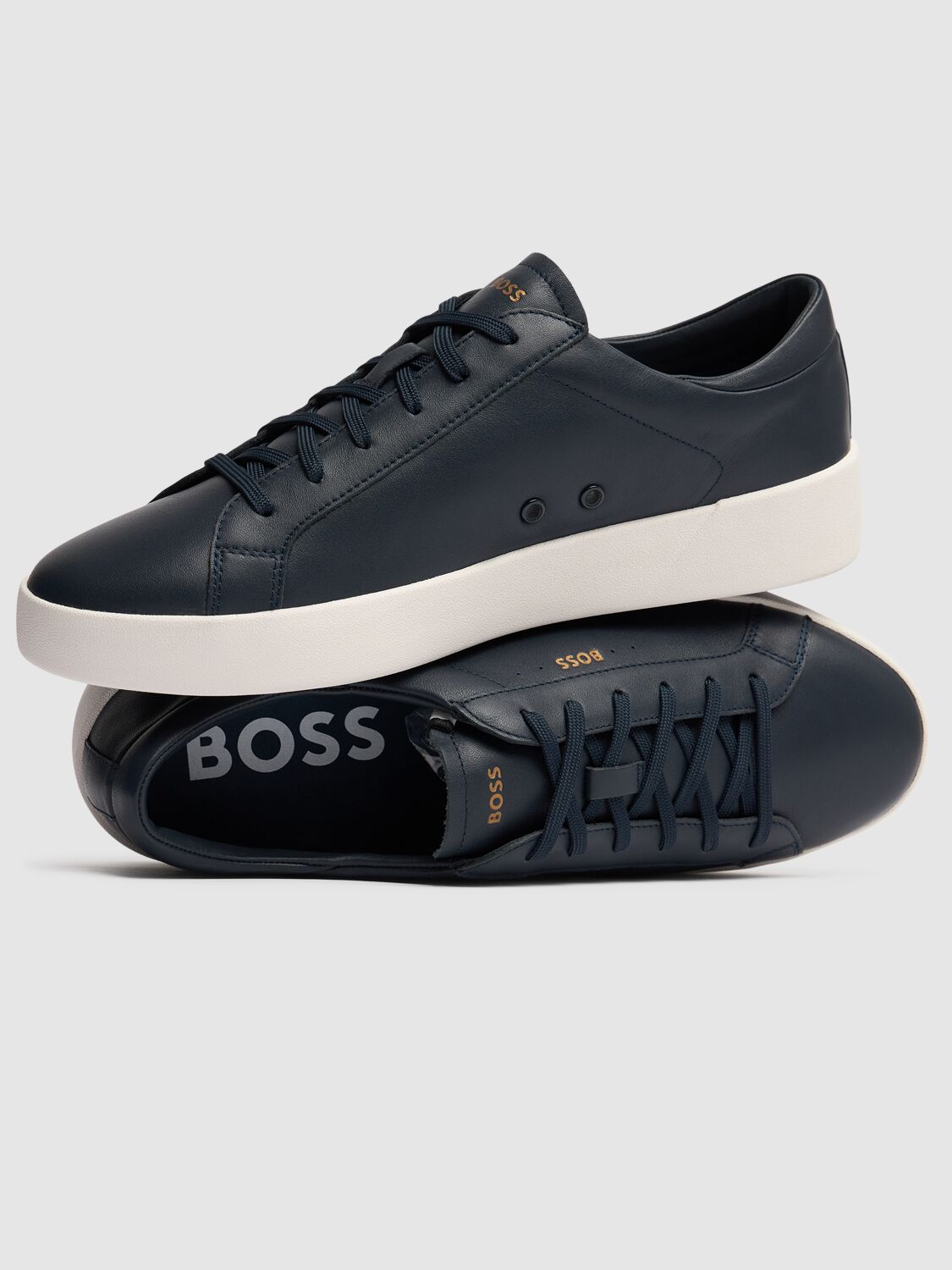 Shop Hugo Boss Belware Low Top Sneakers In Dark Blue