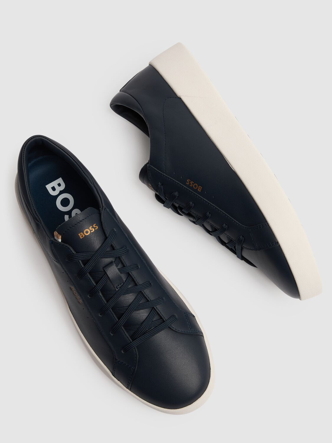 Shop Hugo Boss Belware Low Top Sneakers In Dark Blue