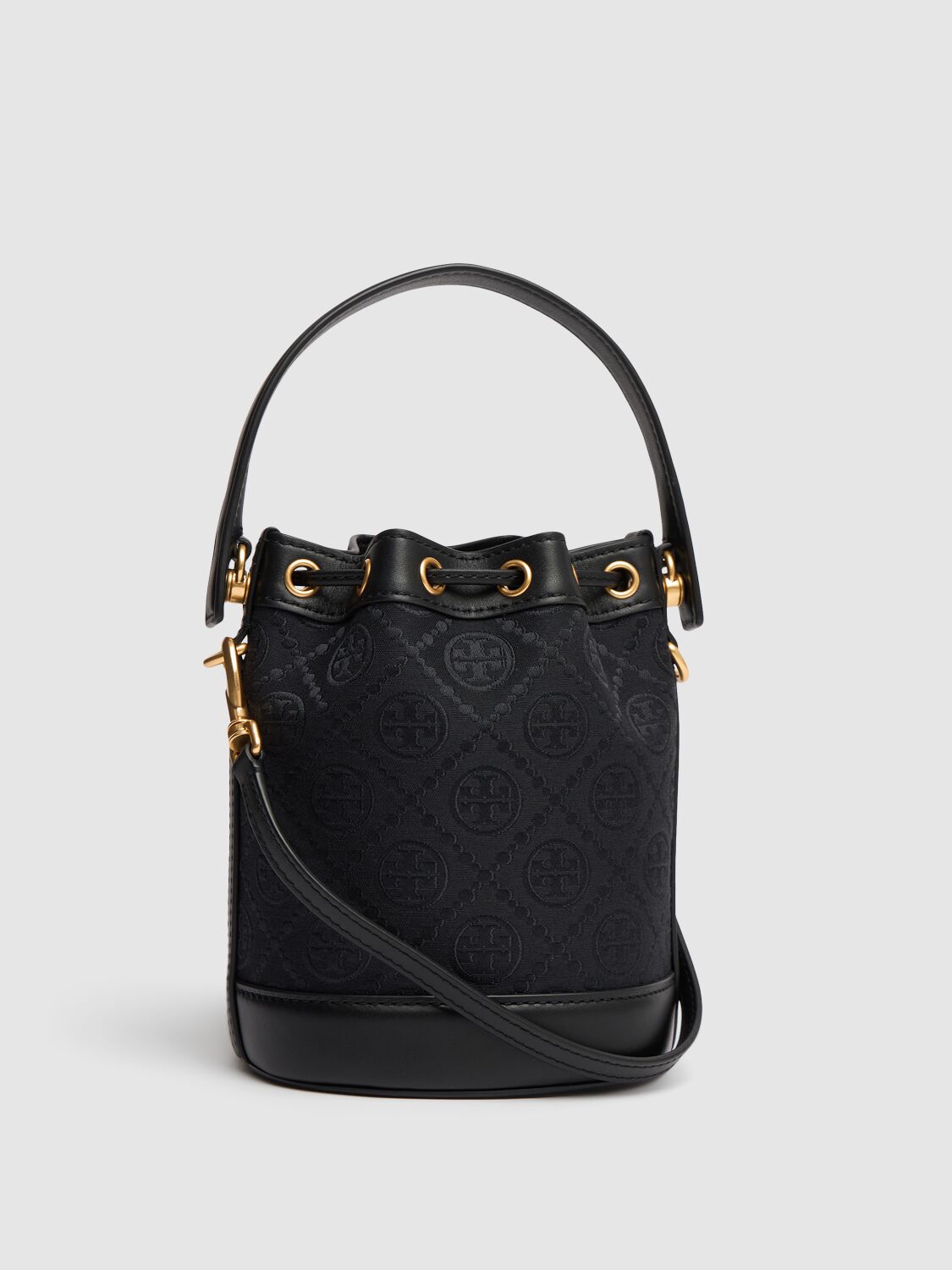 Shop Tory Burch Mini T Monogram Bucket Bag In Black
