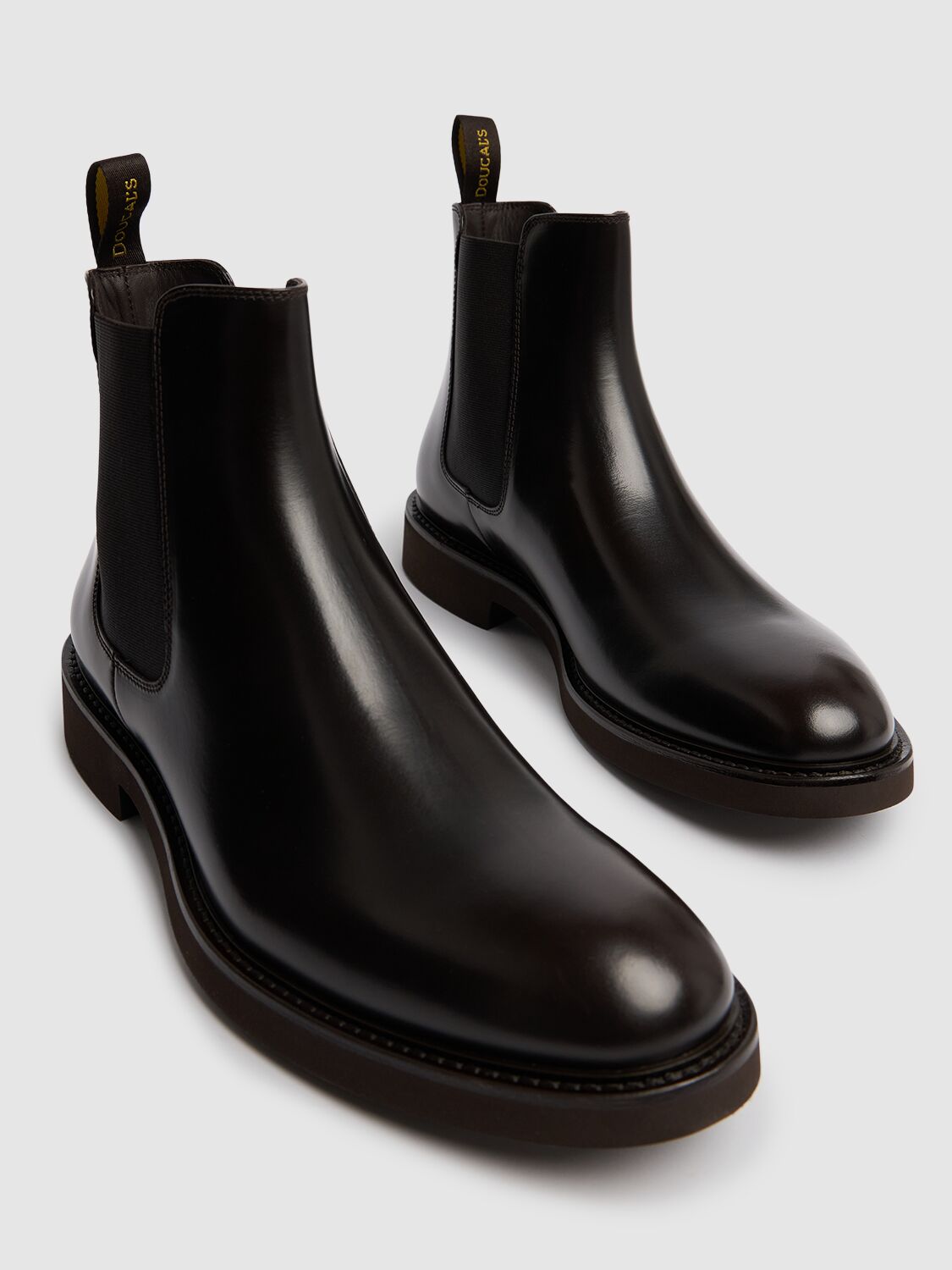 DOUCAL'S GLOSSY LEATHER BEATLE BOOTS 