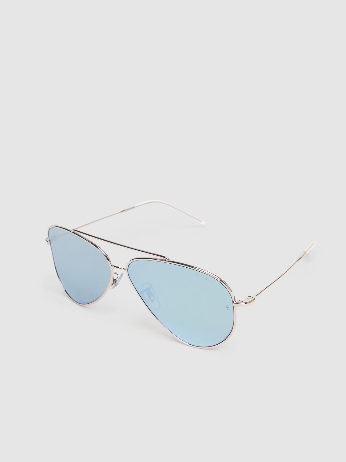 Shop Ray Ban Lk Aviator Reverse Metal Sunglasses In 银色/蓝色