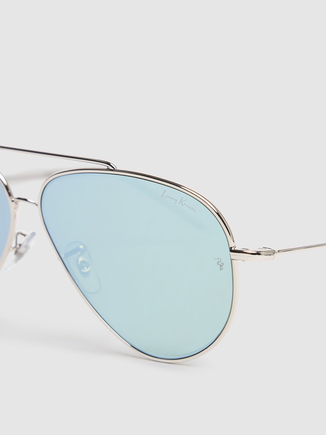 Shop Ray Ban Lk Aviator Reverse Metal Sunglasses In 银色/蓝色