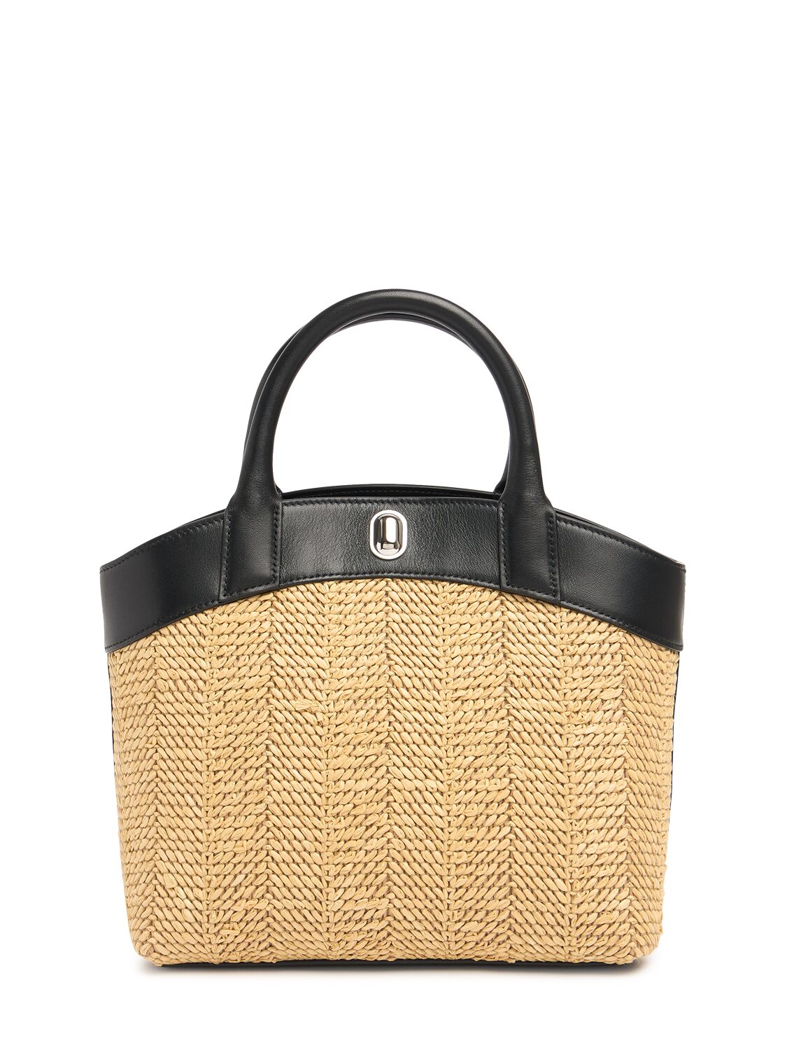 Small Tondo Raffia Top Handle Bag