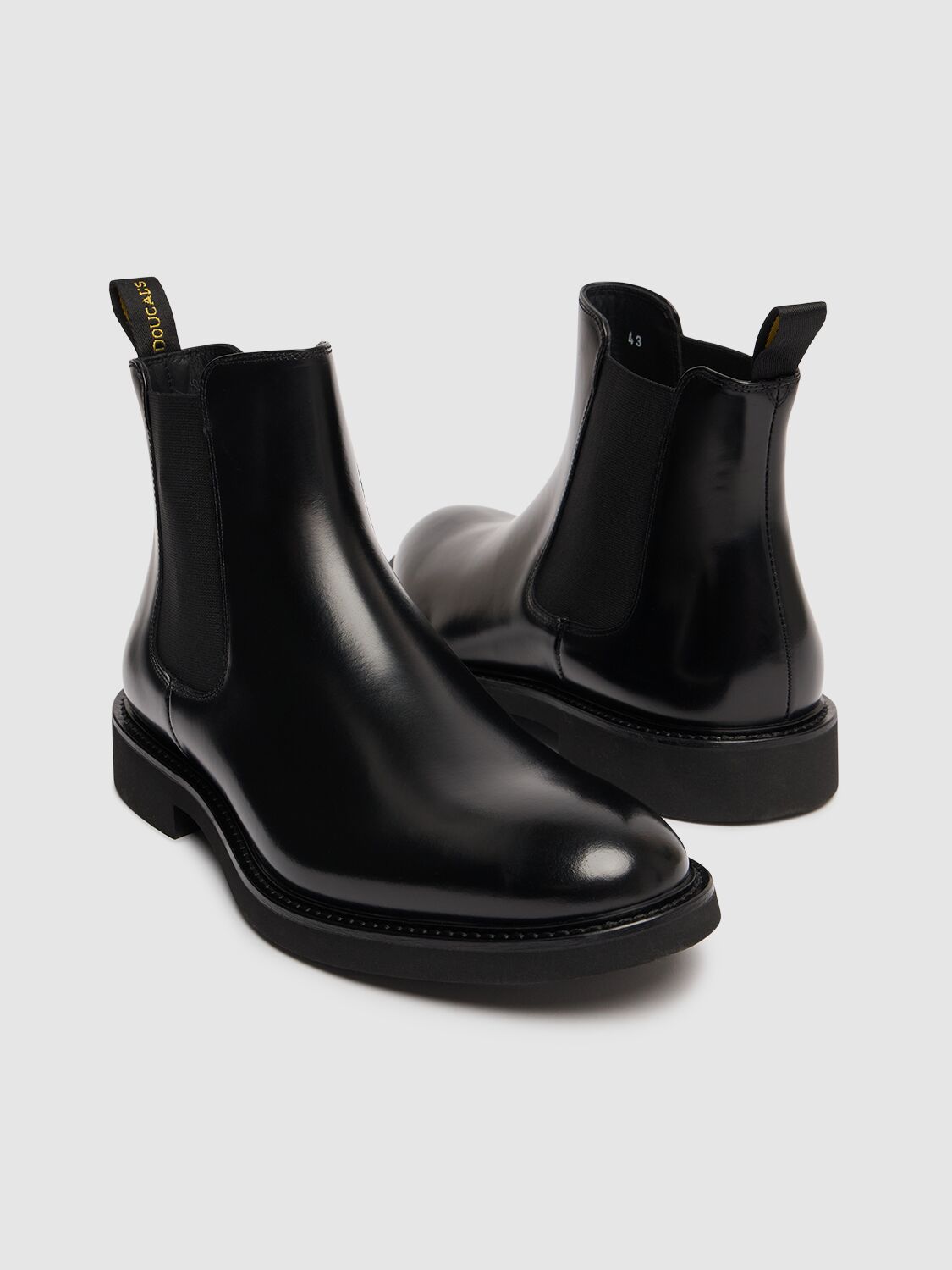 Shop Doucal's Glossy Leather Beatle Boots In Black