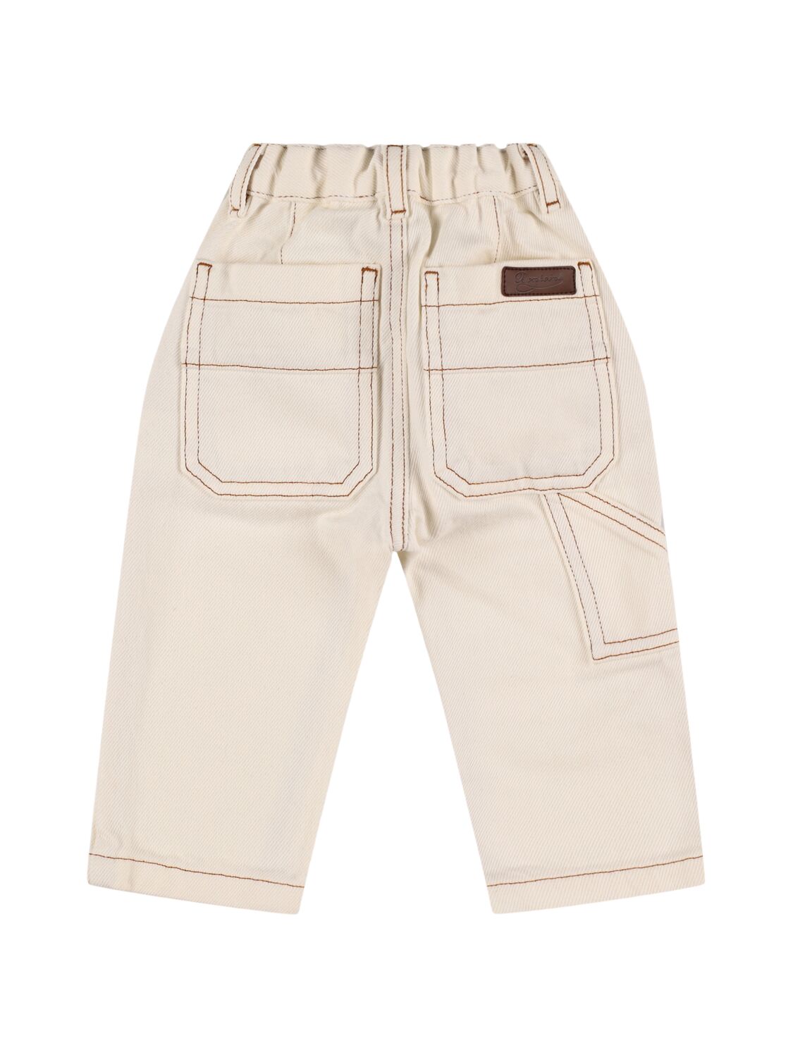 Shop Bonpoint Cotton Jeans In Off-white