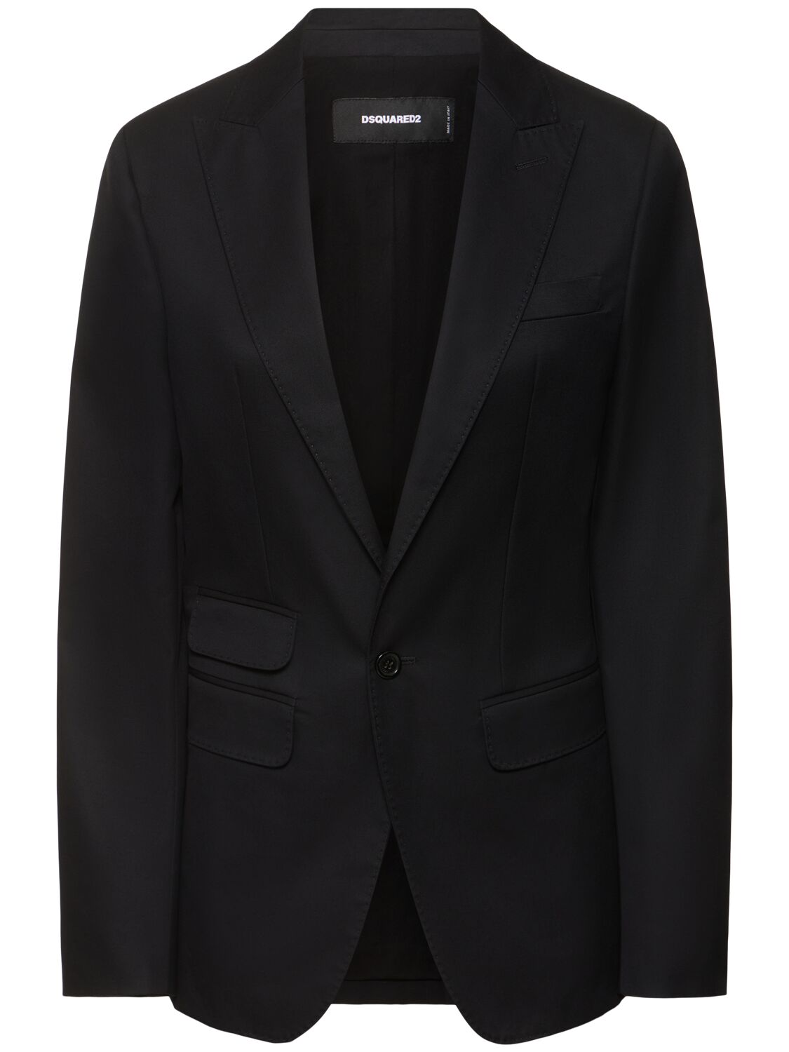 Shop Dsquared2 Cotton Twill Single Breasted Jacket In Black