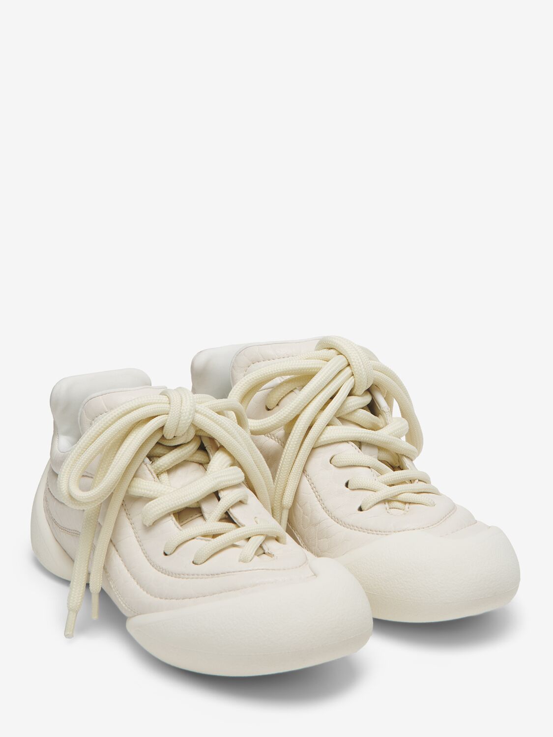 Shop Alexander Mcqueen Flexion Leather Sneakers In Off White