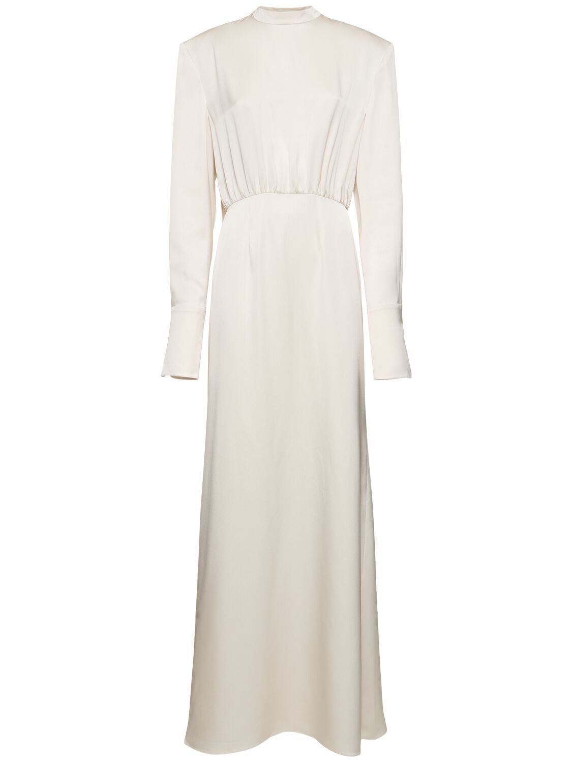 Magda Butrym Silk Satin Long Dress W/ Scarf Panel In Ivory