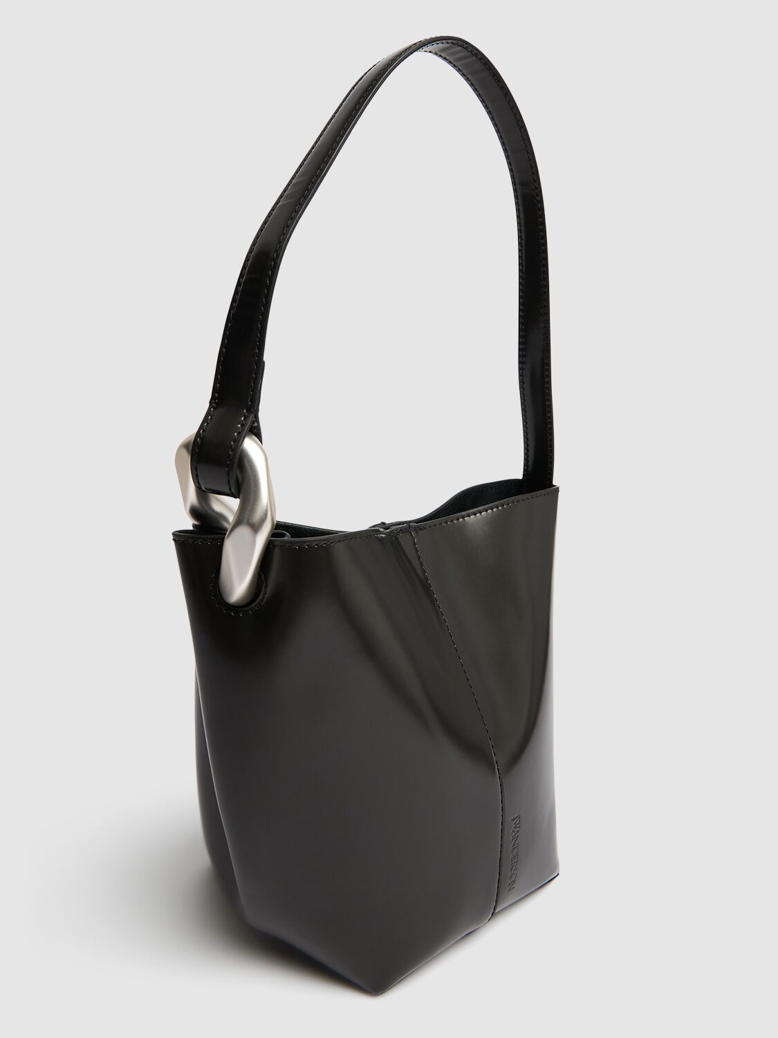 Shop Jw Anderson Small Corner Bucket Leather Bag In Black