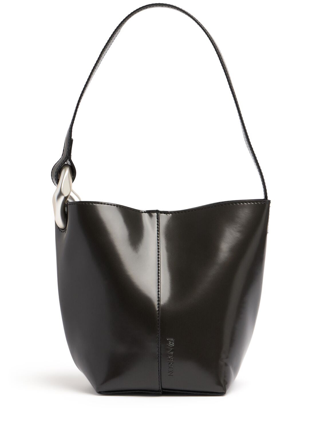 Shop Jw Anderson Small Corner Bucket Leather Bag In Black