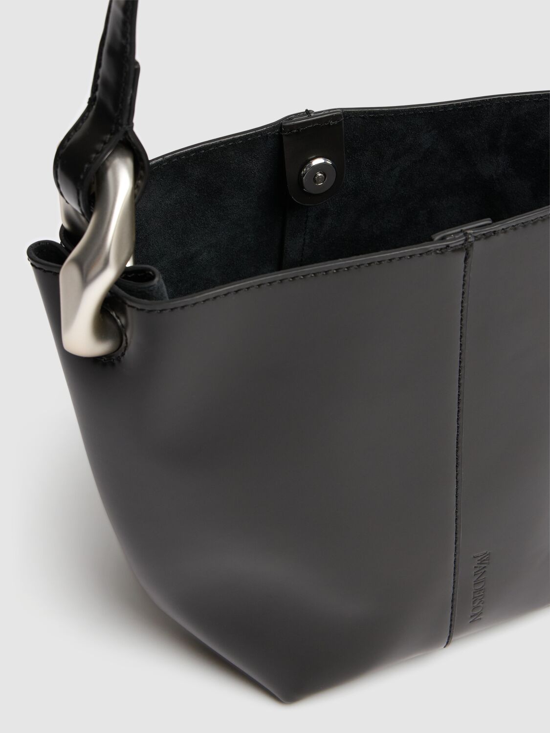 Shop Jw Anderson Small Corner Bucket Leather Bag In Black